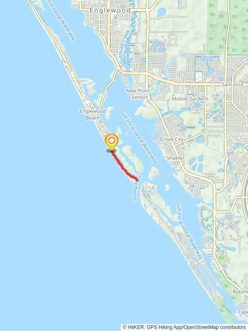 An image depicting the trail Stump Pass Beach State Park Trail and its surrounding area.