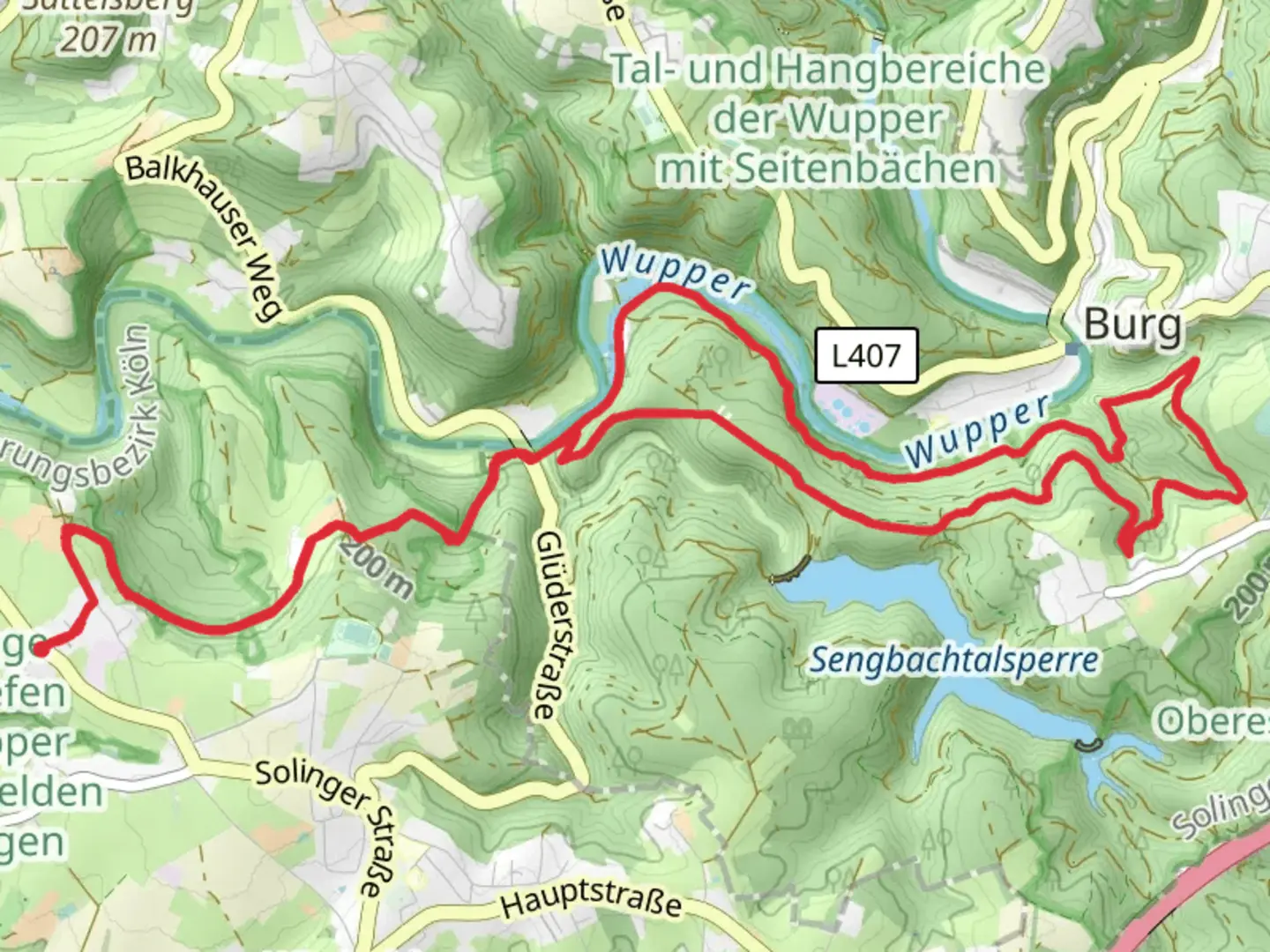 An image depicting the trail Diederichstempel Loop via Orth and its surrounding area.