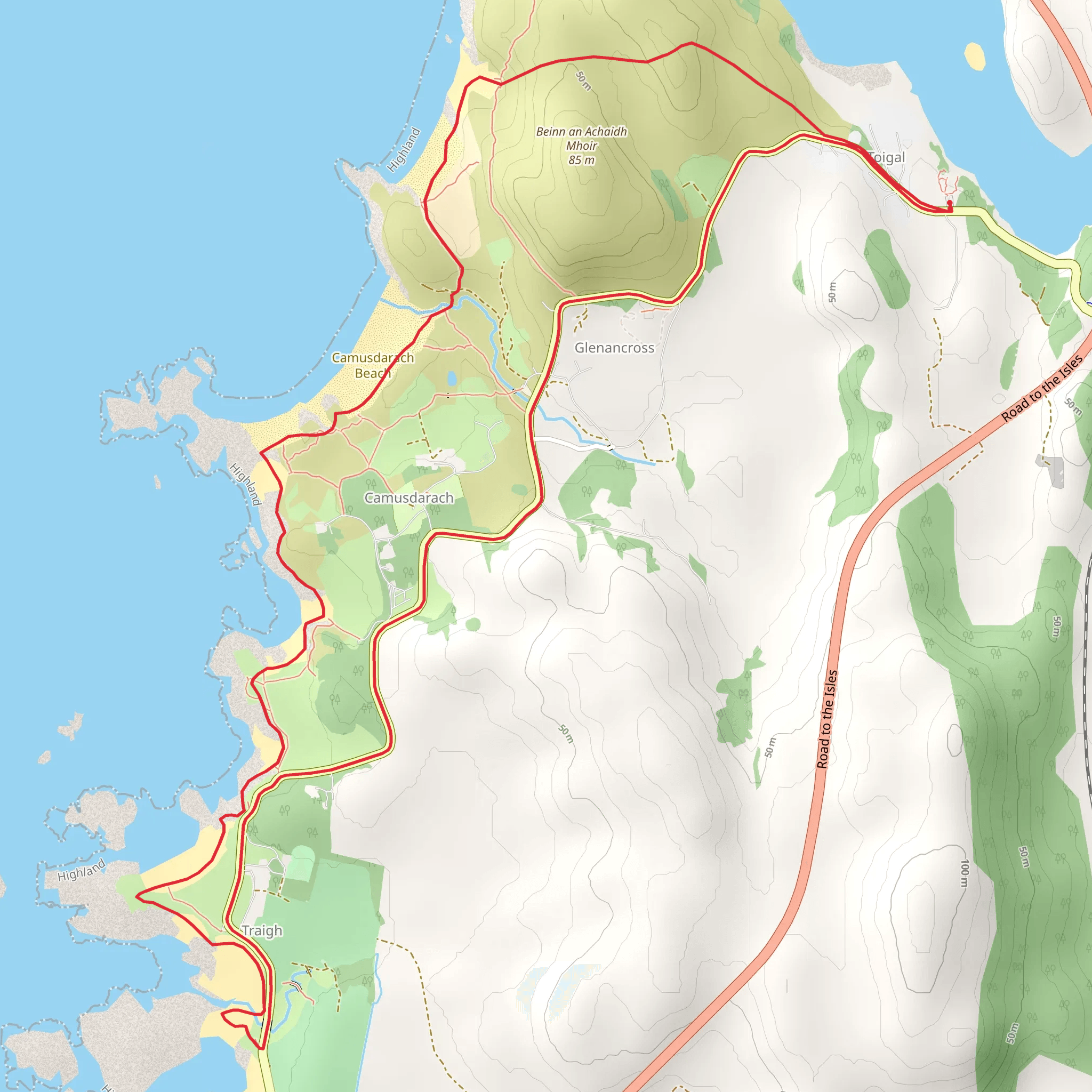 Silver Sands of Morar to Traigh Beach Loop mobile static map