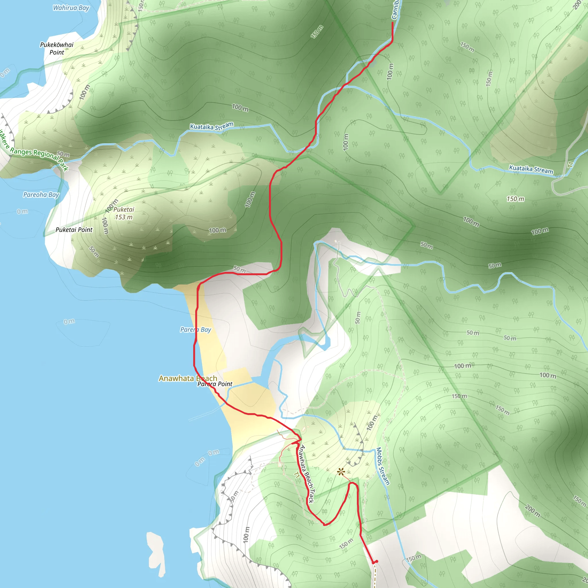 Anawhata Beach Trail mobile static map