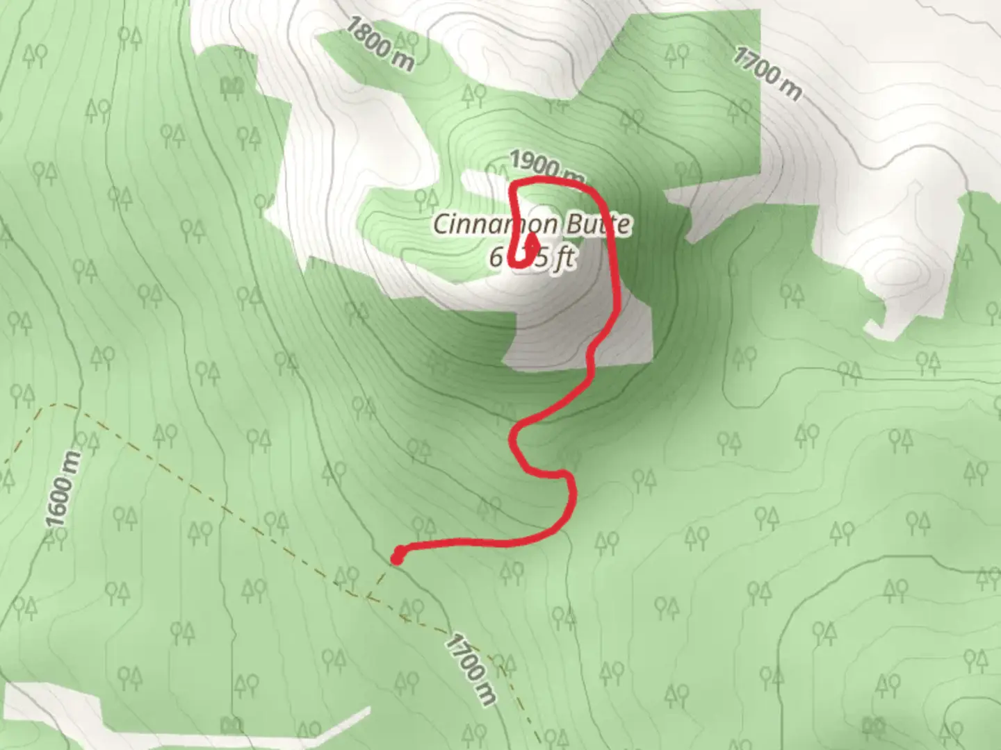 An image depicting the trail Cinnamon Butte and its surrounding area.