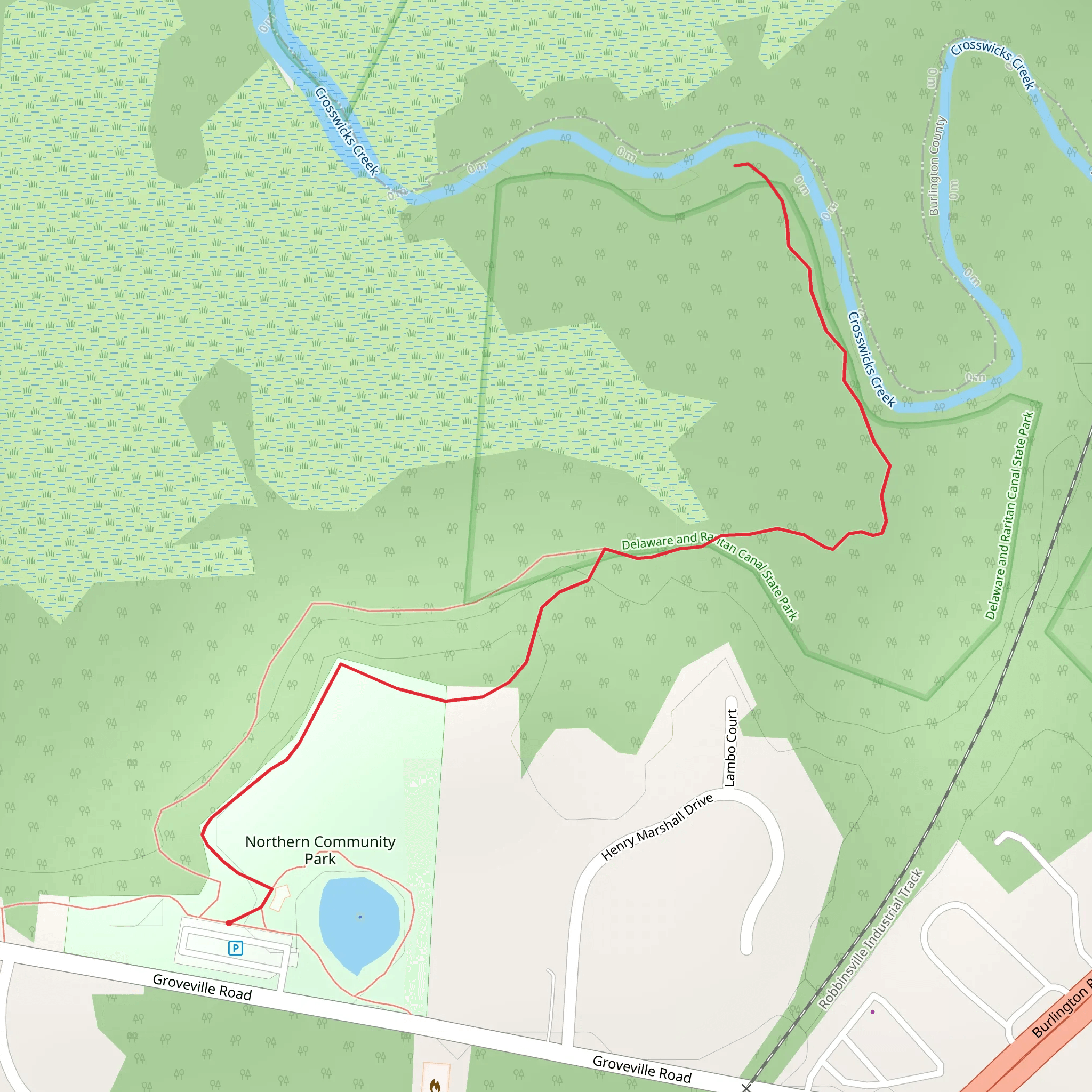 Crosswicks Creek via Northern Community Park mobile static map