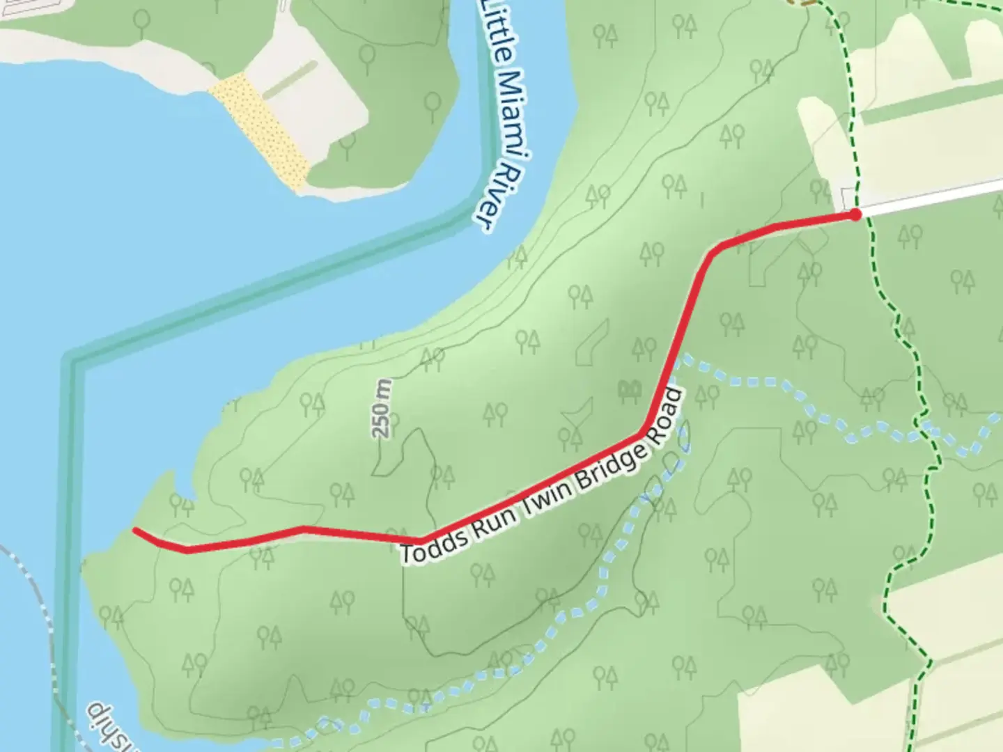 An image depicting the trail Todds Run Twin Bridge Road and its surrounding area.