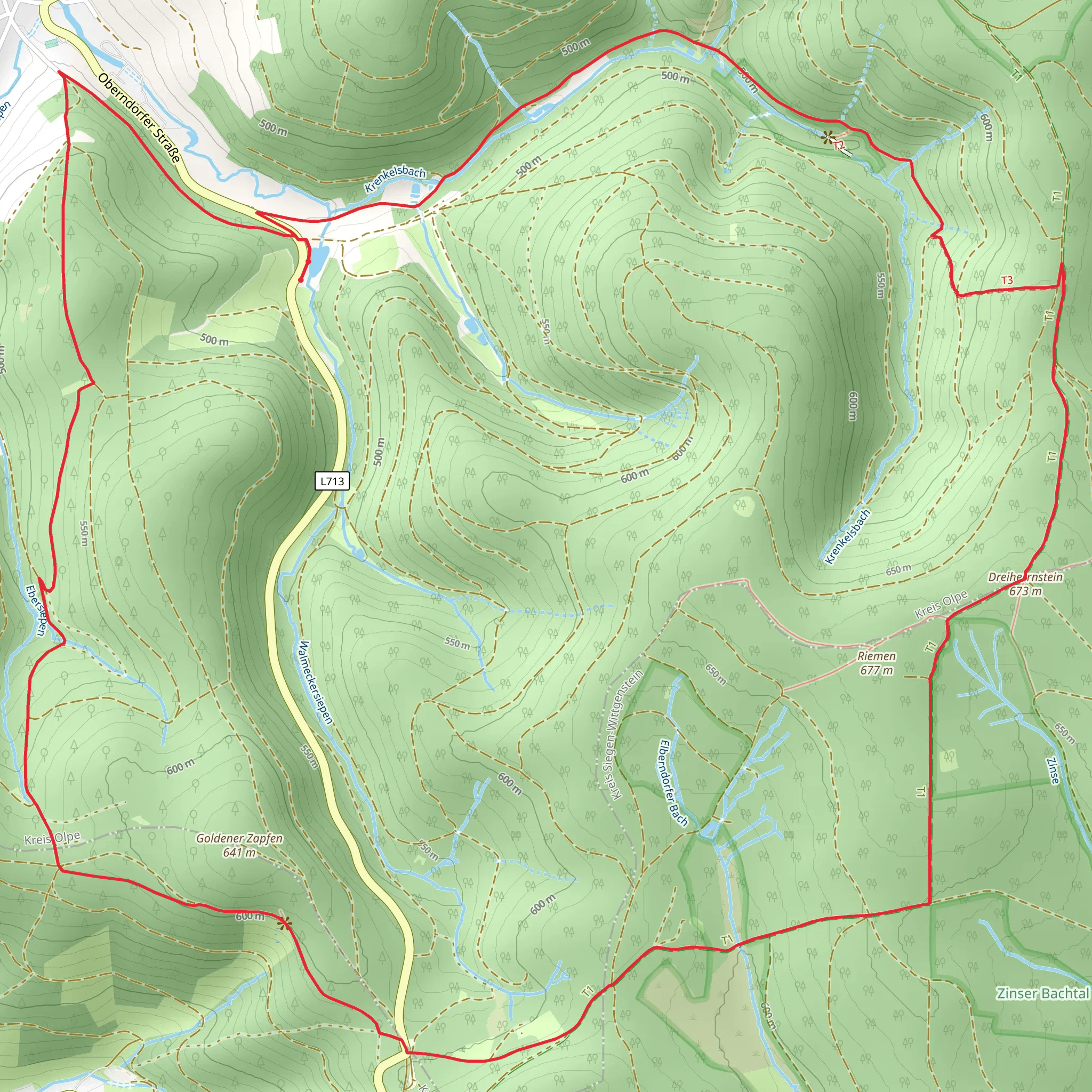 Suedlicher Rothaarsteig and Kirchhundem mobile static map