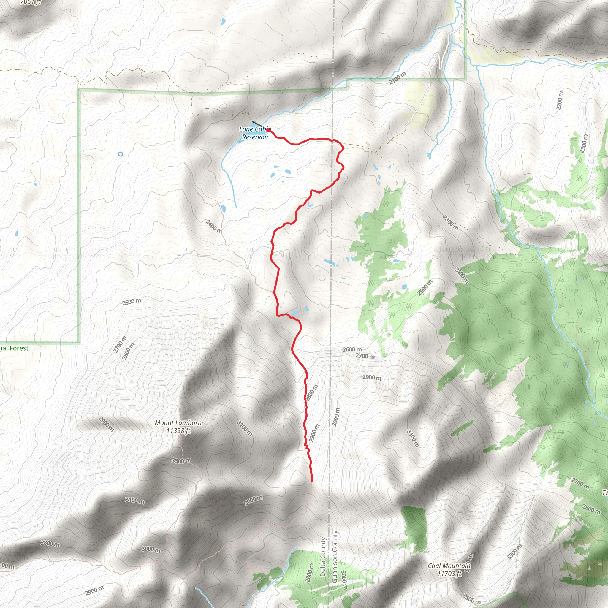 Lake Fork Spur B Out and Back mobile static map