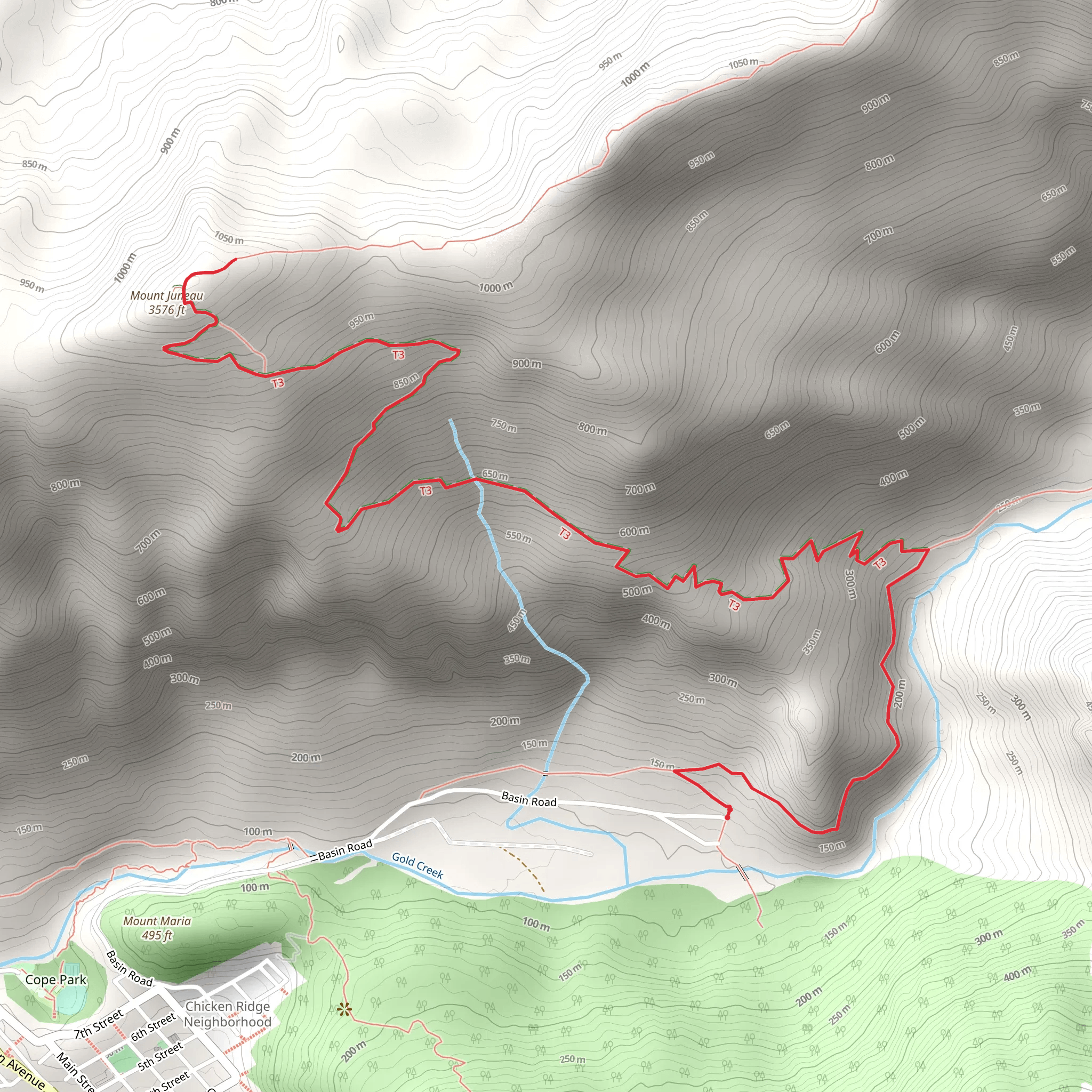 Mount Juneau Out and Back mobile static map