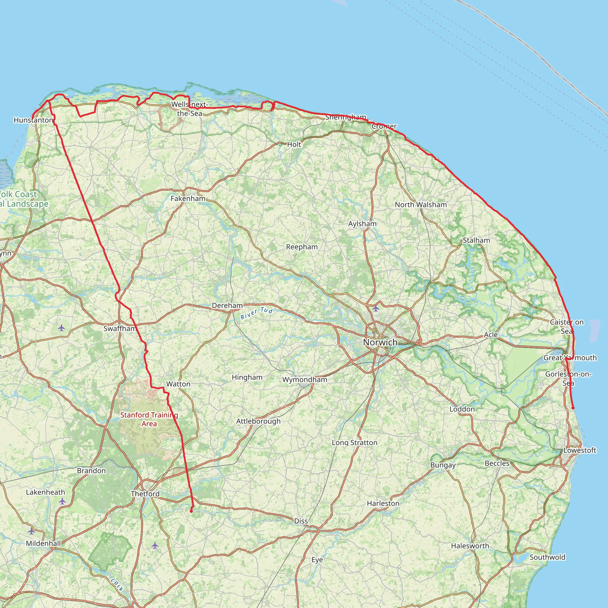 Peddars Way and Norfolk Coast Path mobile static map