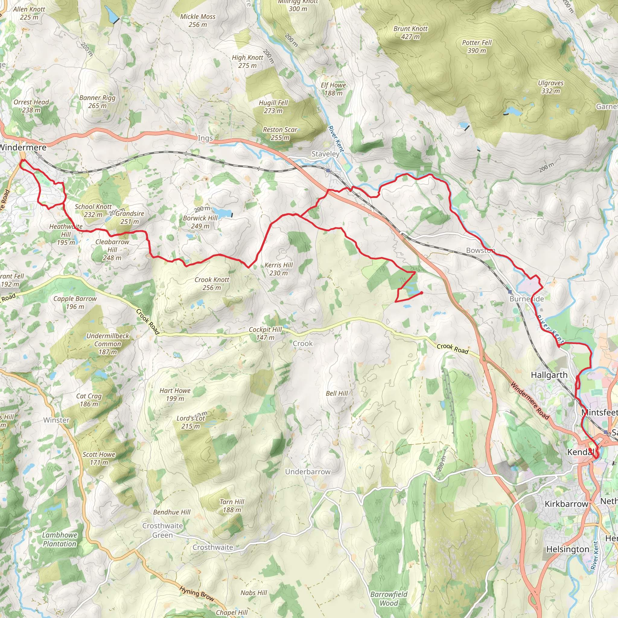 Kendal to Windermere Walk mobile static map