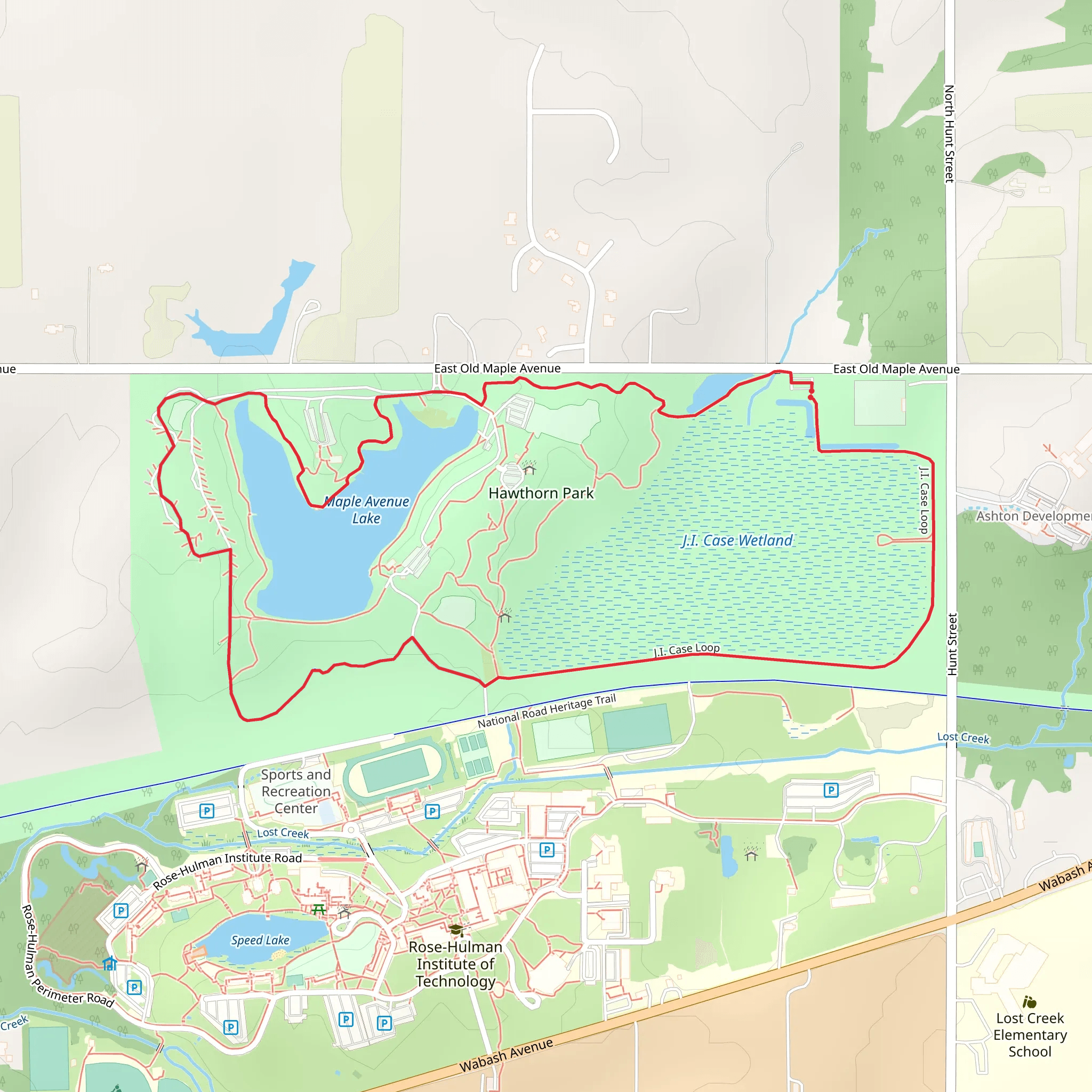 Maple Avenue Lake and J I Case Loop mobile static map