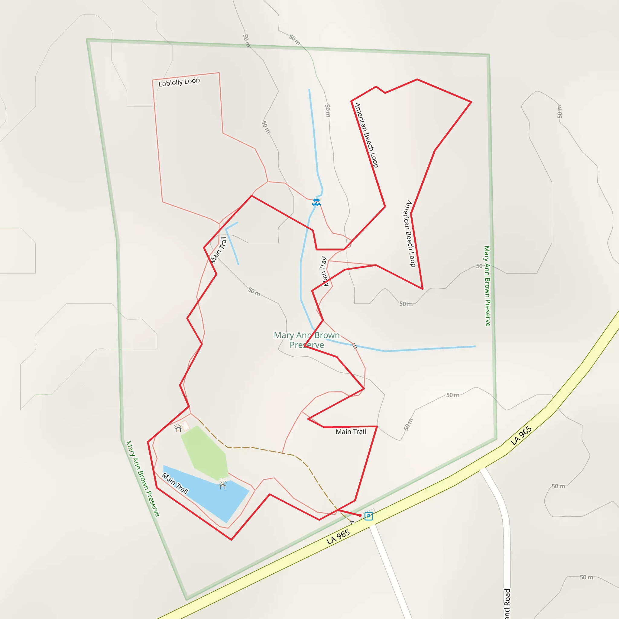 American Beech Loop and Main Trail mobile static map