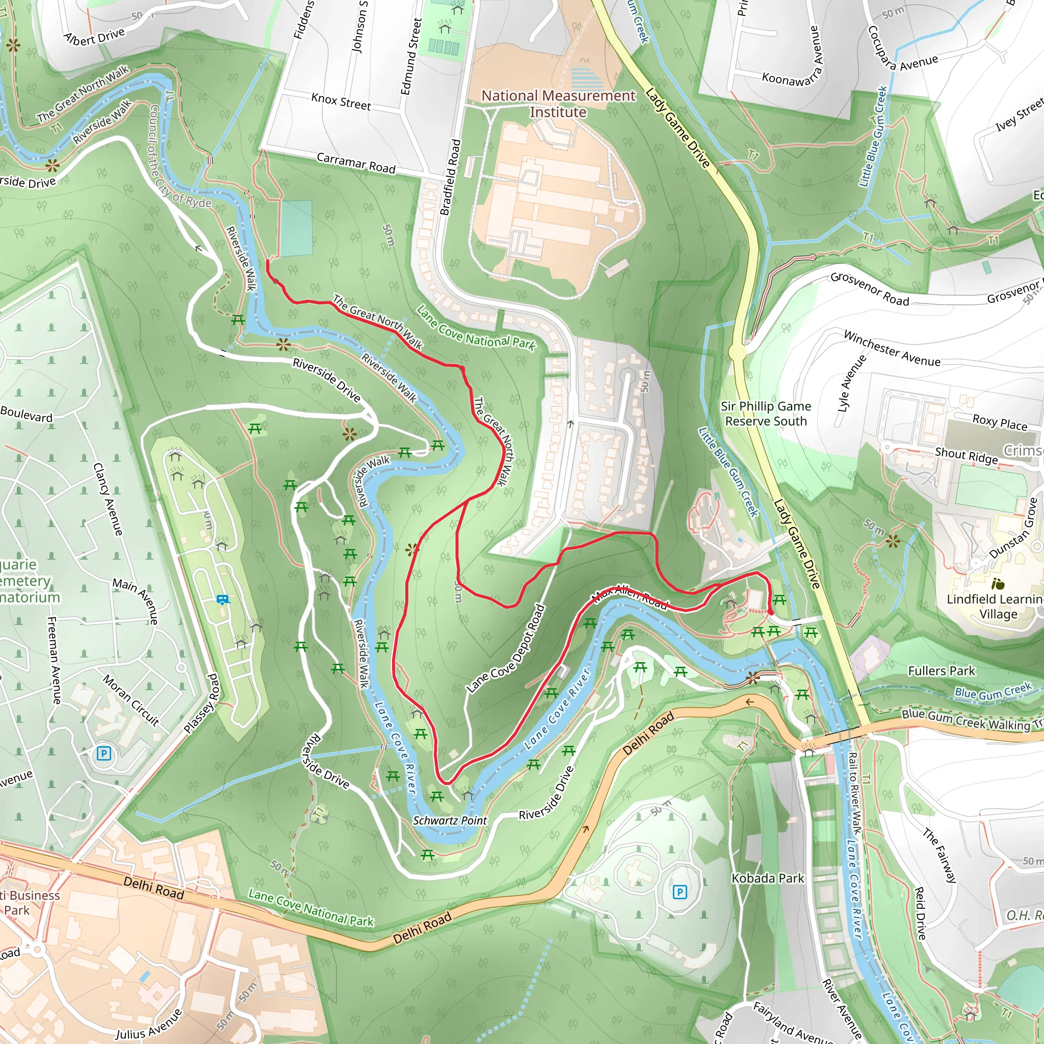 Fiddens Wharf Track mobile static map