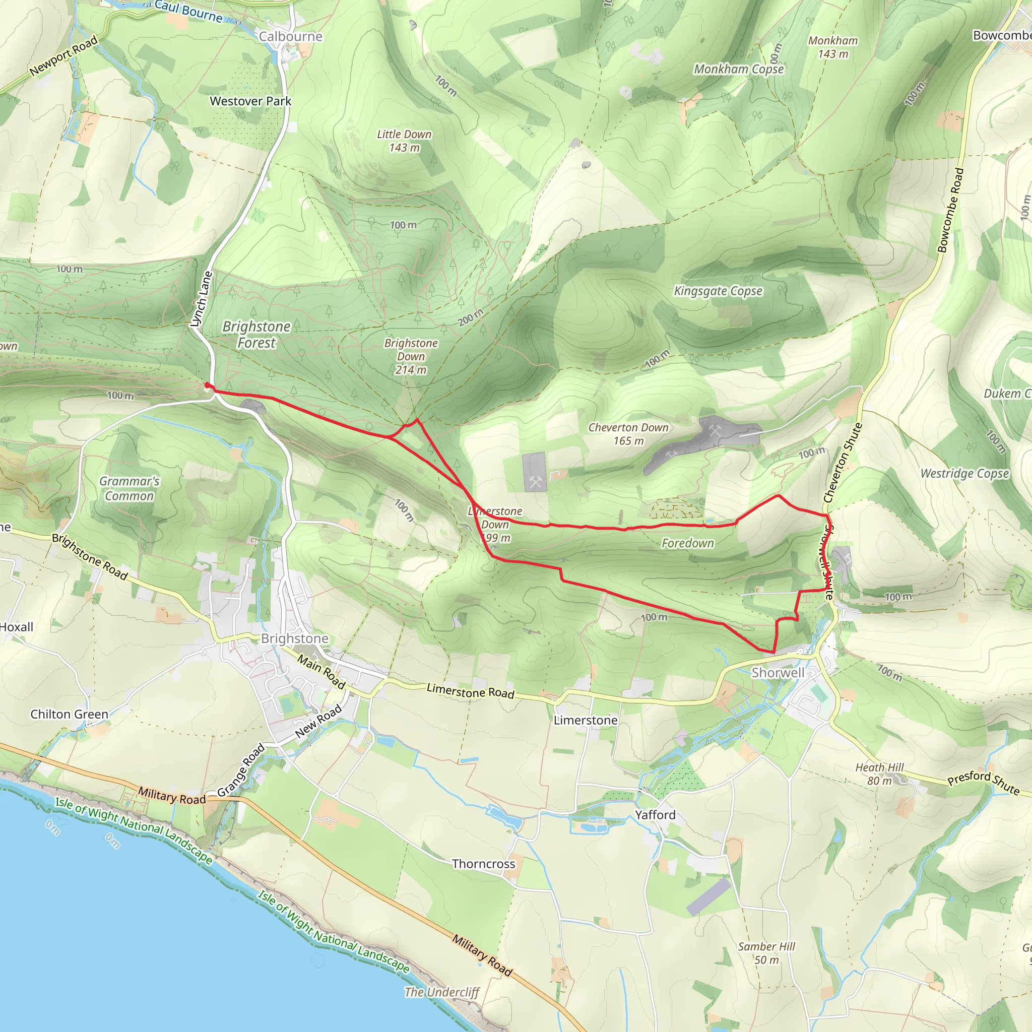 Limerstone Down Loop - Shorwell mobile static map