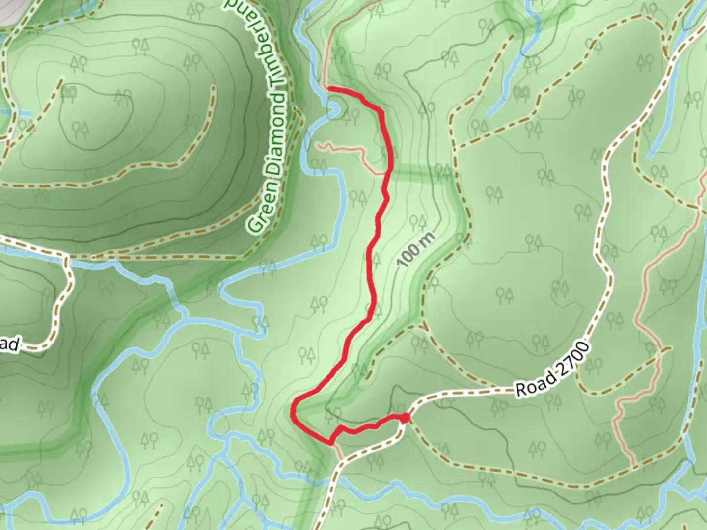 An image depicting the trail Kennedy Falls and its surrounding area.