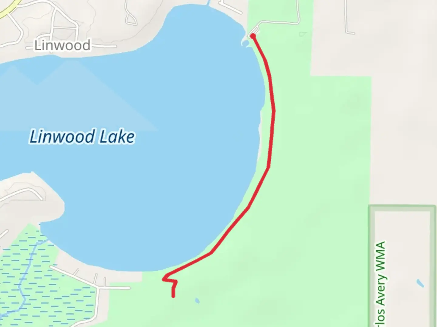 An image depicting the trail Linwood Lake Eastern Shore Walk and its surrounding area.