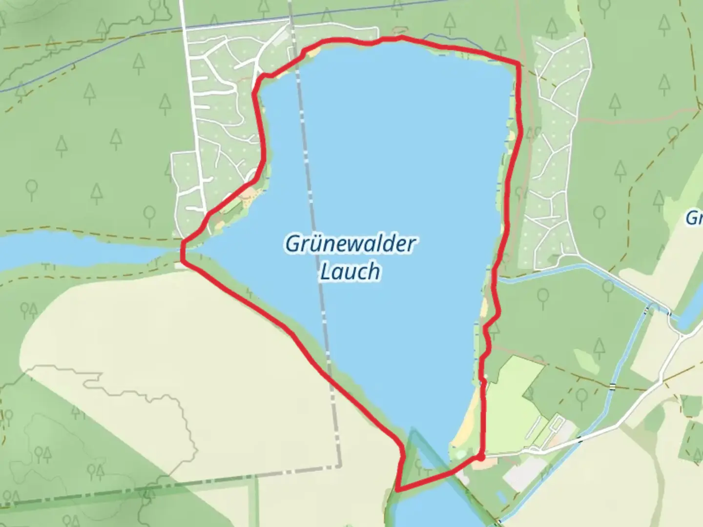 An image depicting the trail Grünewalder Lauch Loop and its surrounding area.