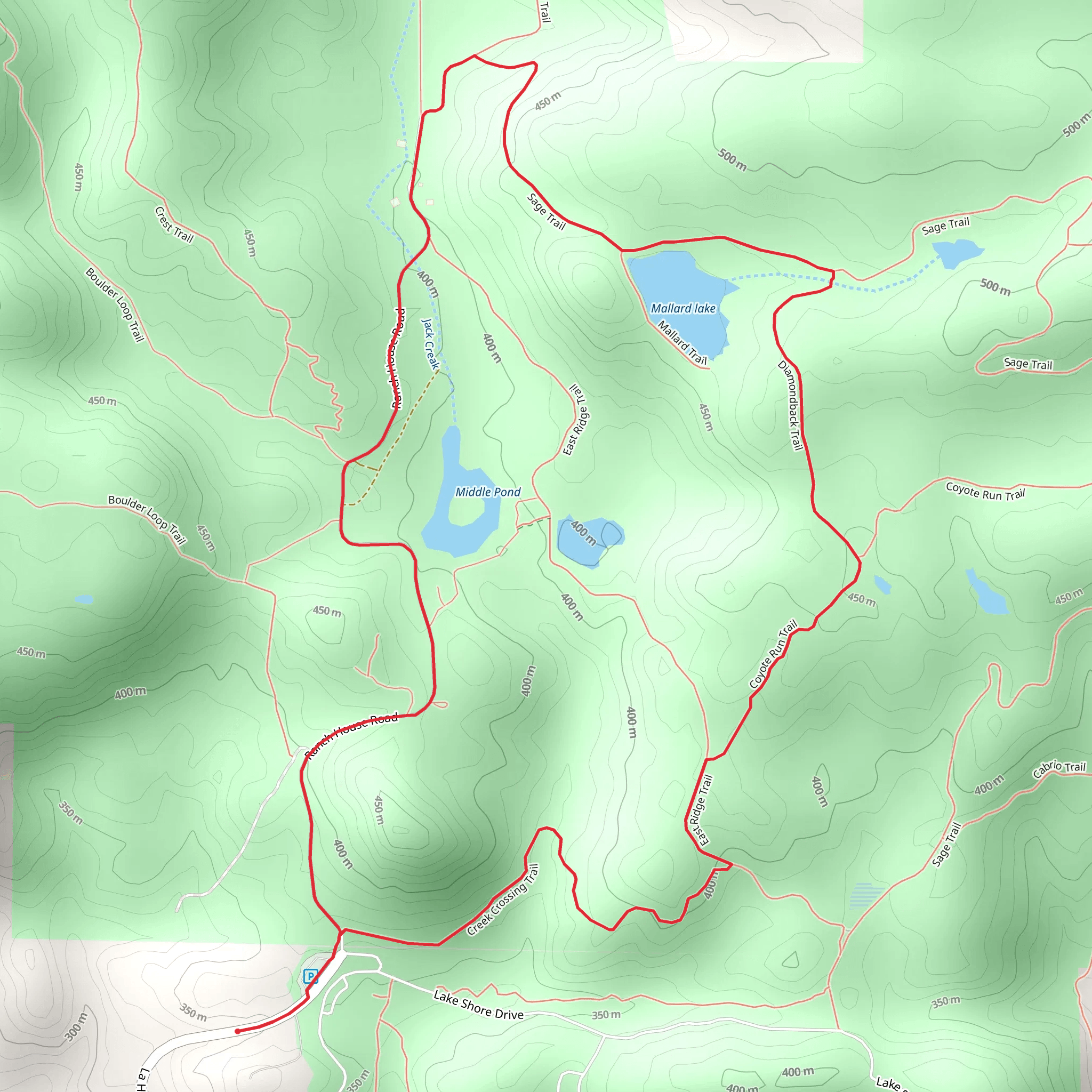 Middle Pond andMallard Lake Loop mobile static map