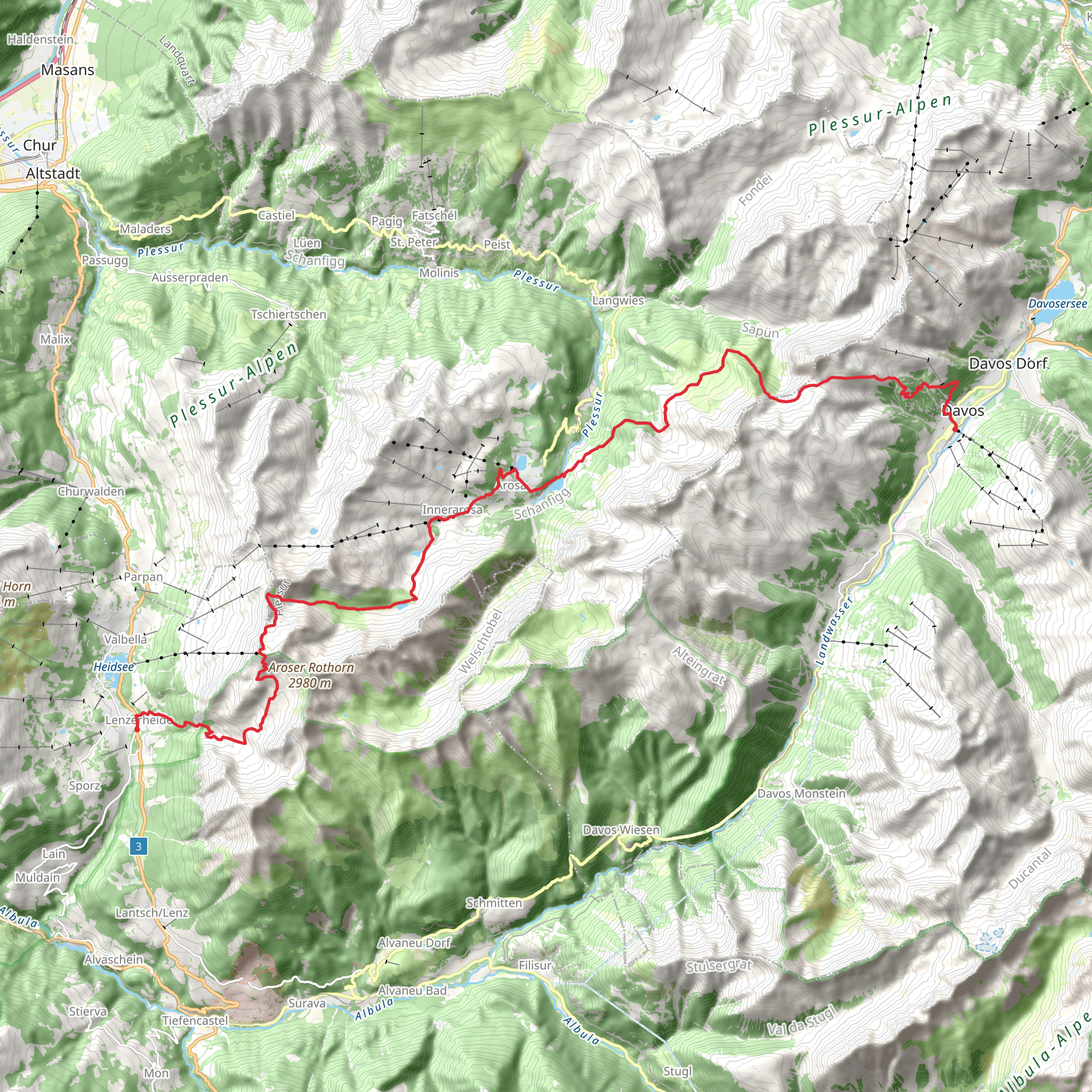Mittelbünden-Panoramaweg mobile static map