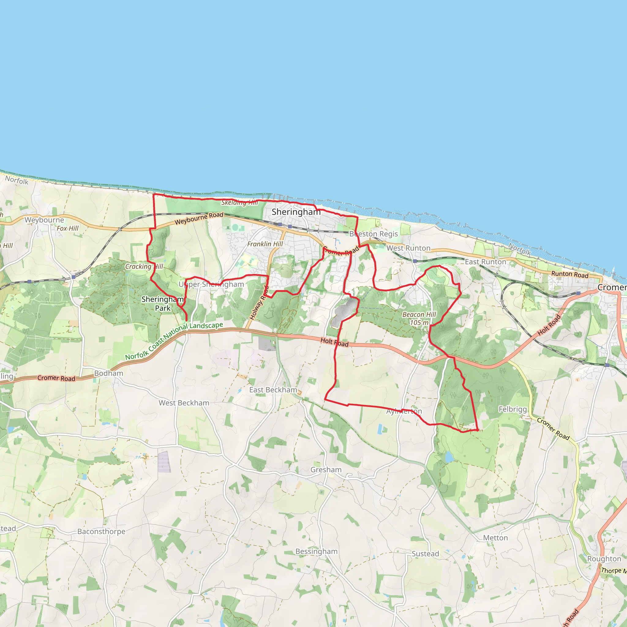 Felbrigg Hall, Sheringham and Aylmerton Loop mobile static map