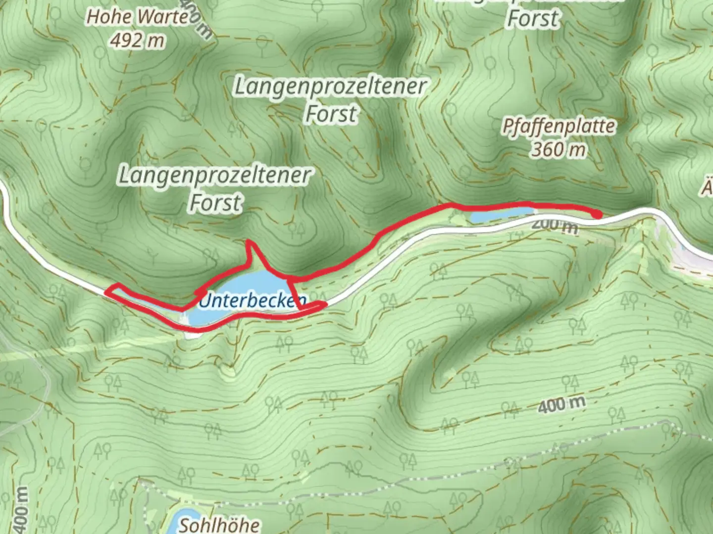 An image depicting the trail Unterbecken Loop via Sindersbachsee and its surrounding area.
