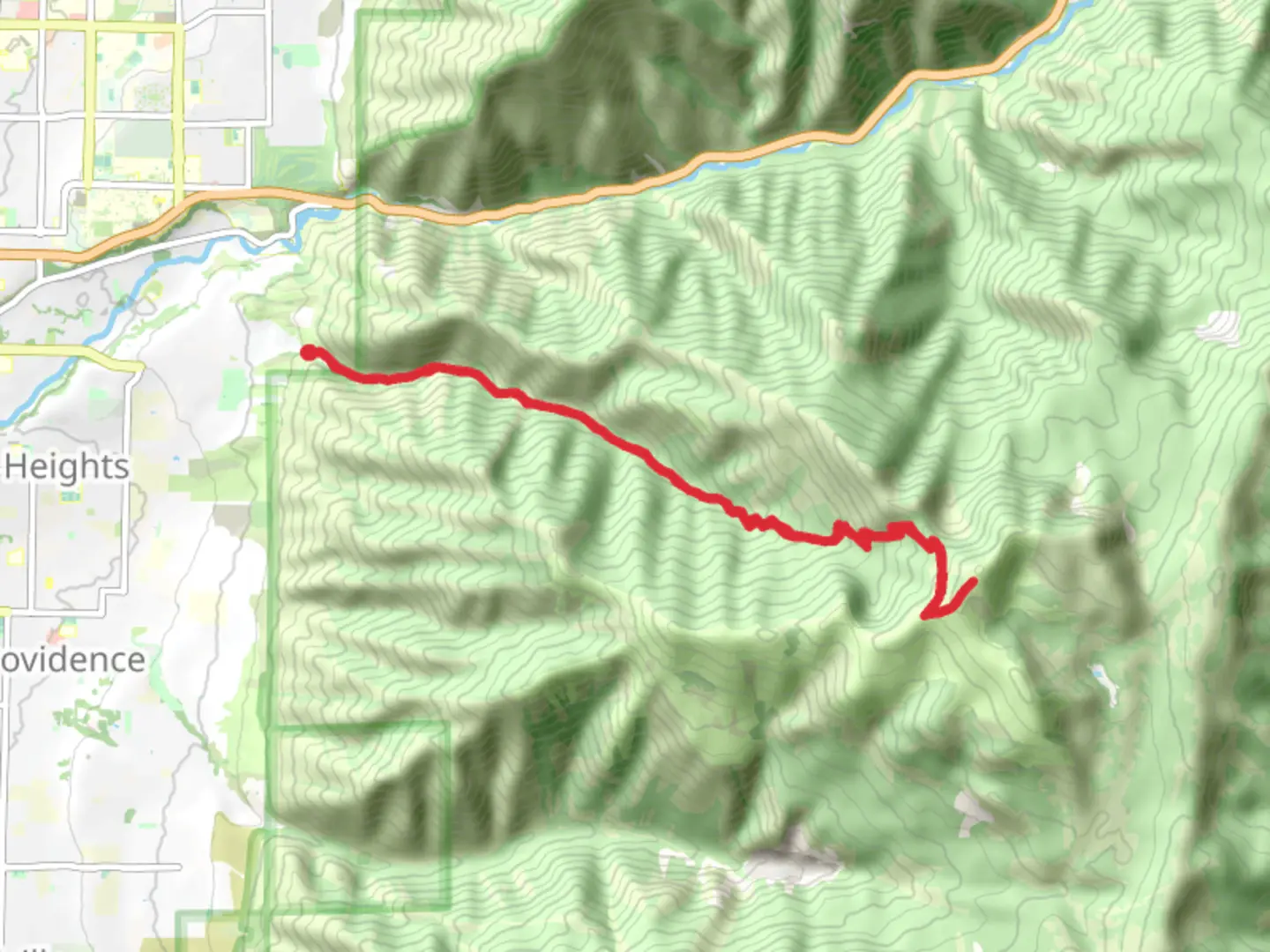 An image depicting the trail Logan Peak via Logan Dry Canyon Trail and its surrounding area.