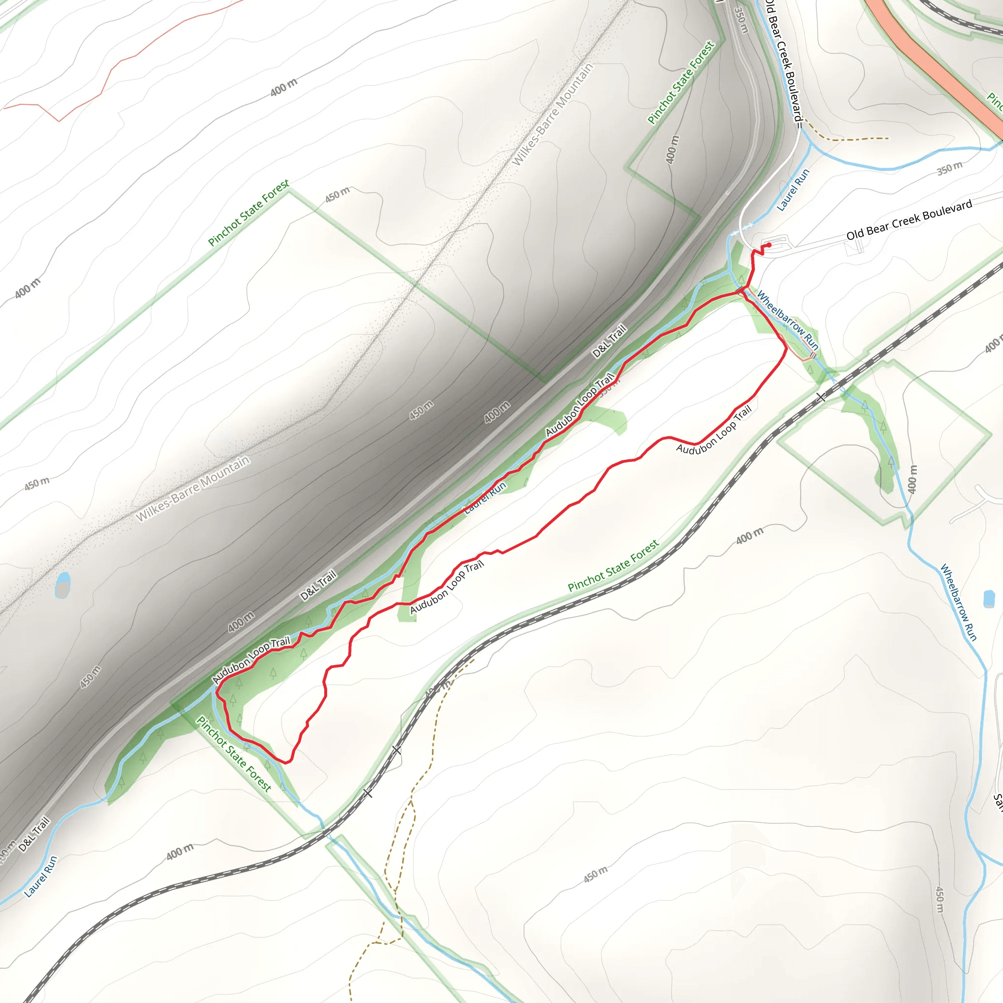 Laurel Run via Audubon Loop Trail mobile static map