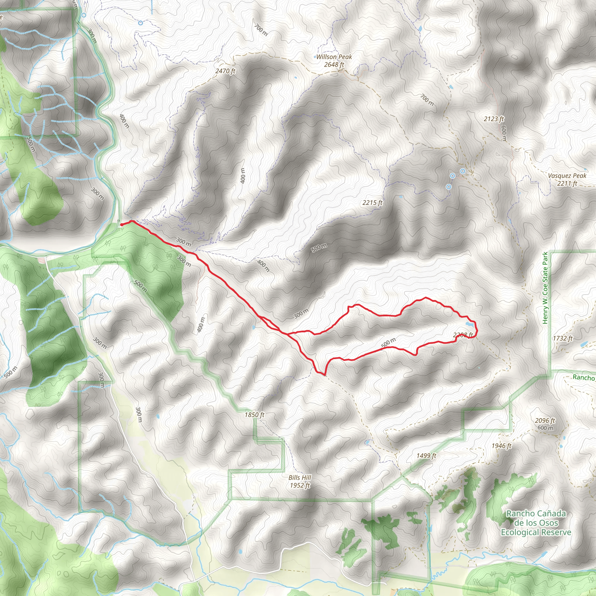 Redfern Loop Trail from Hunting Hollow mobile static map