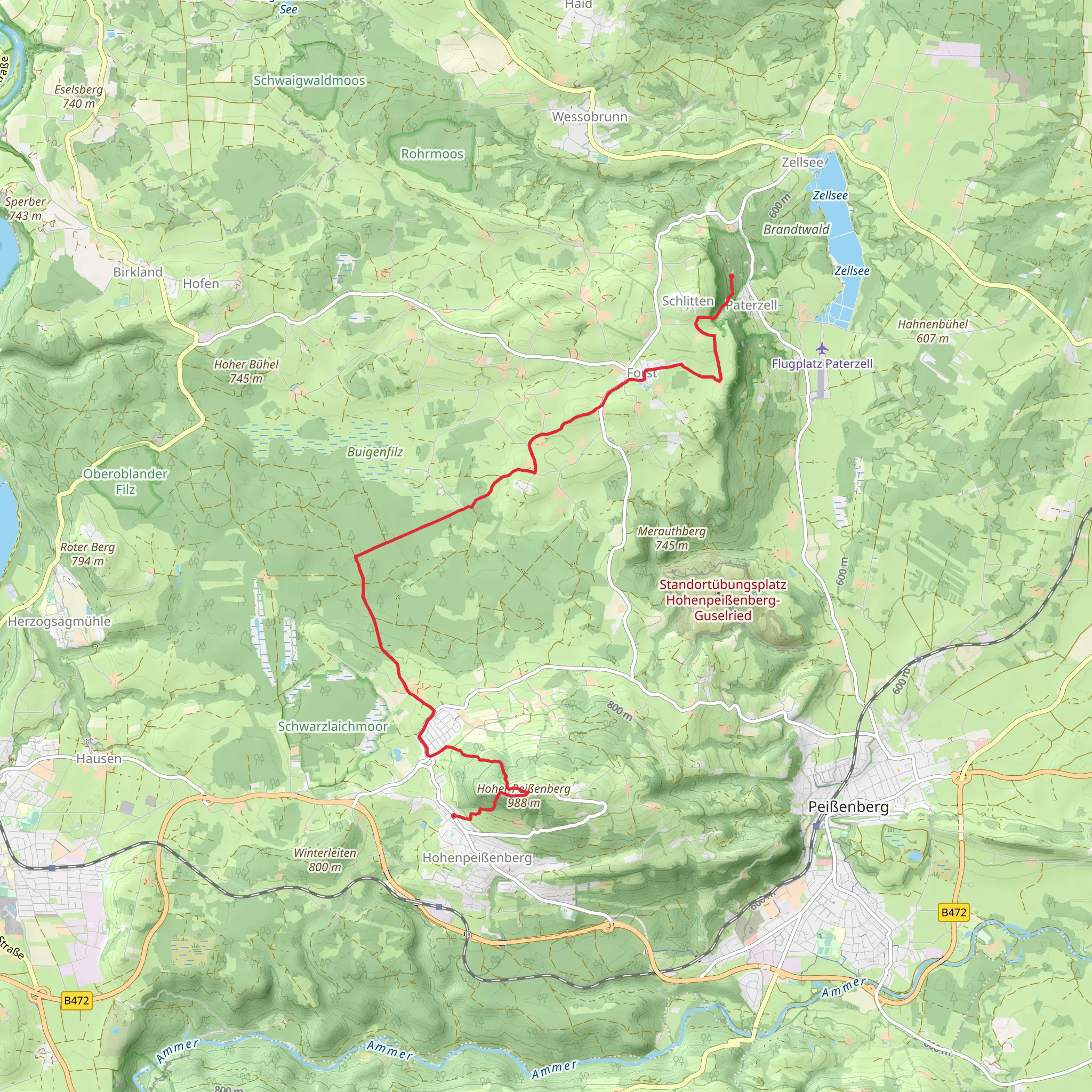 Paterzell to Brandach via Muenchner Jakobsweg mobile static map