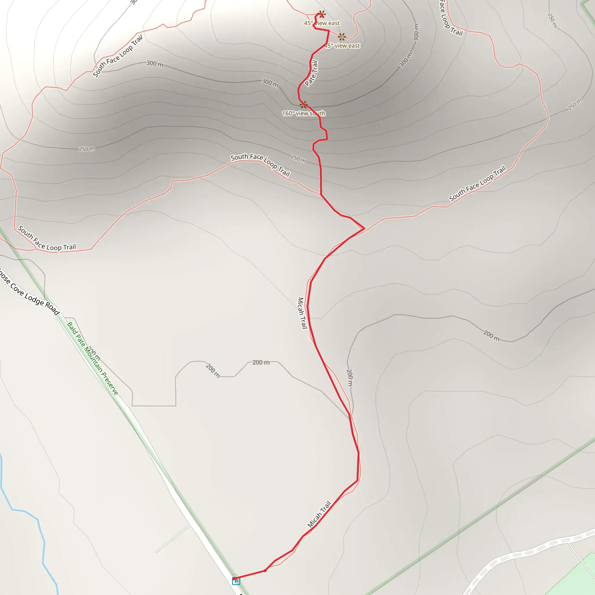 Bald Pate Mountain via Micah Trail mobile static map