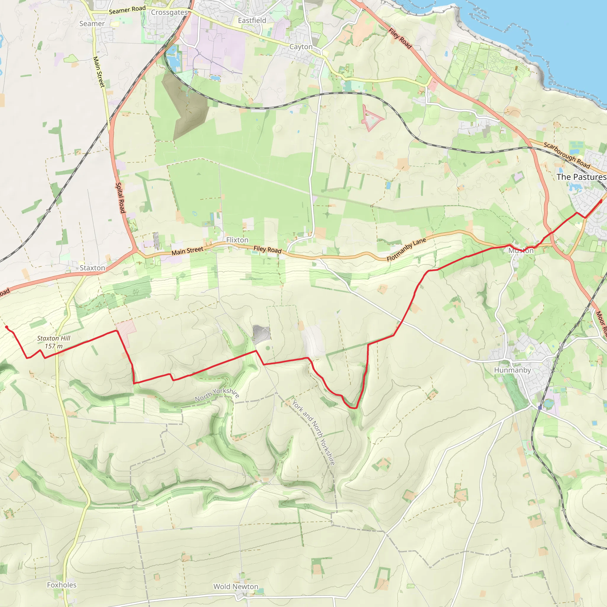 Ganton to Filey Walk via Staxton Hill mobile static map