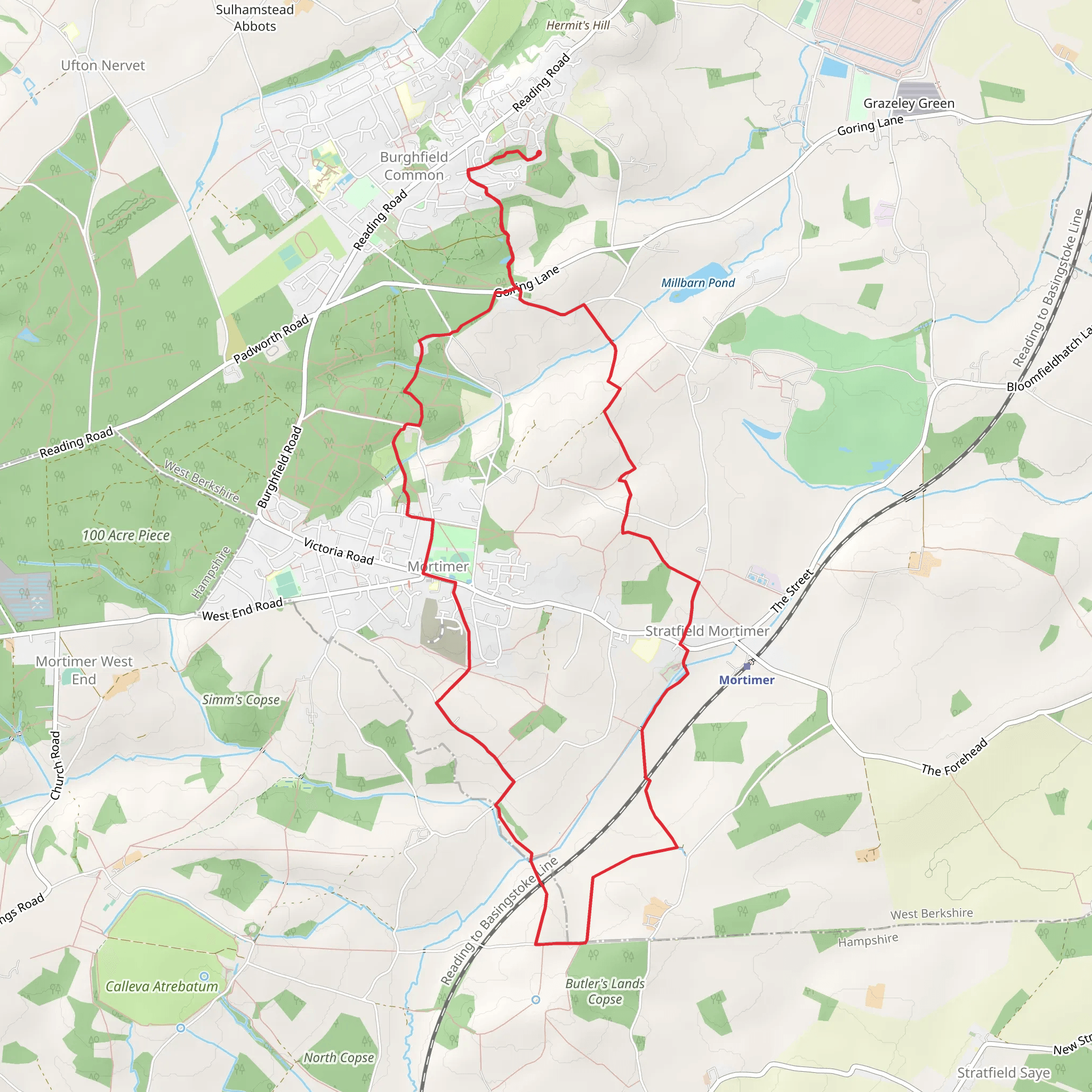 Starvale Woods, Wokefield Common and Stratfield Mortimer Country Park Loop mobile static map