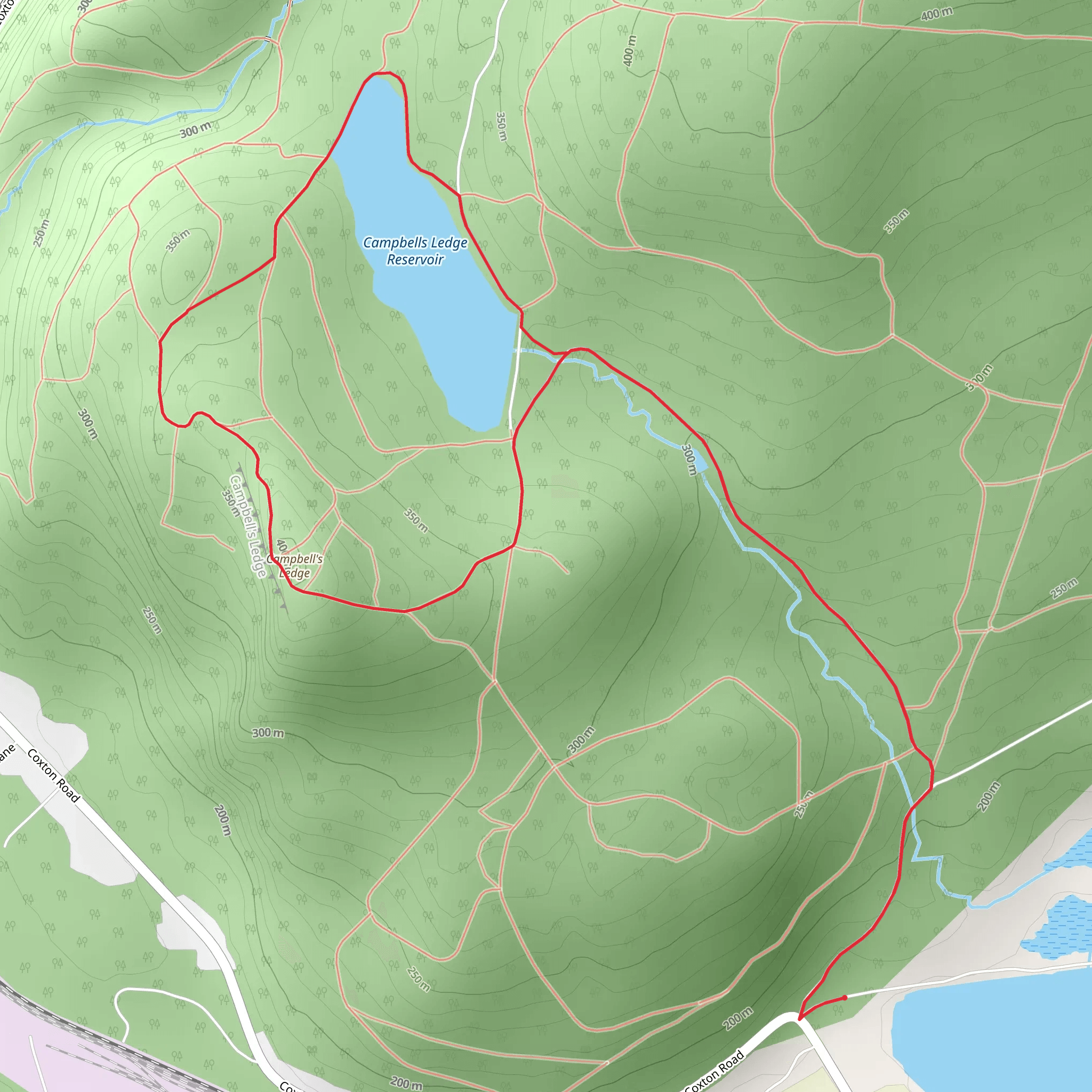 Campbell's Ledge and Campbells Ledge Reservoir Loop Trail mobile static map