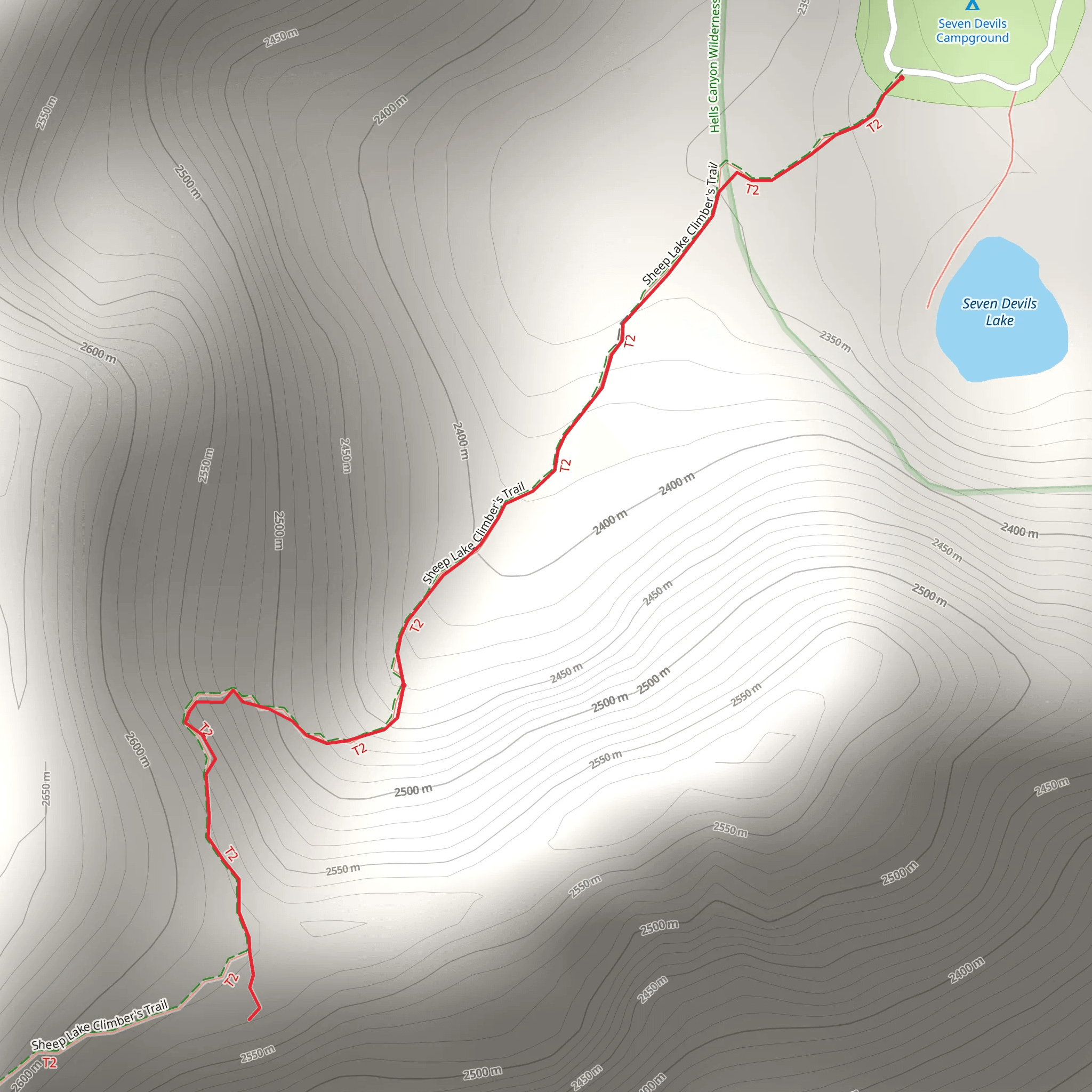 Mirror Lake Overlook via Sheep Lake Climber's Route mobile static map