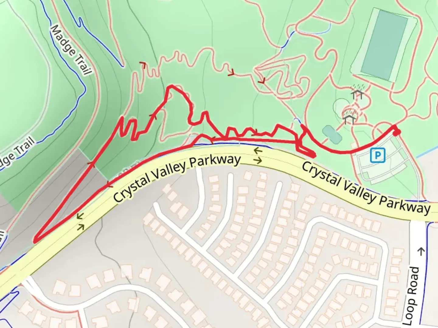 An image depicting the trail One Way Uphill Loop Trail and its surrounding area.