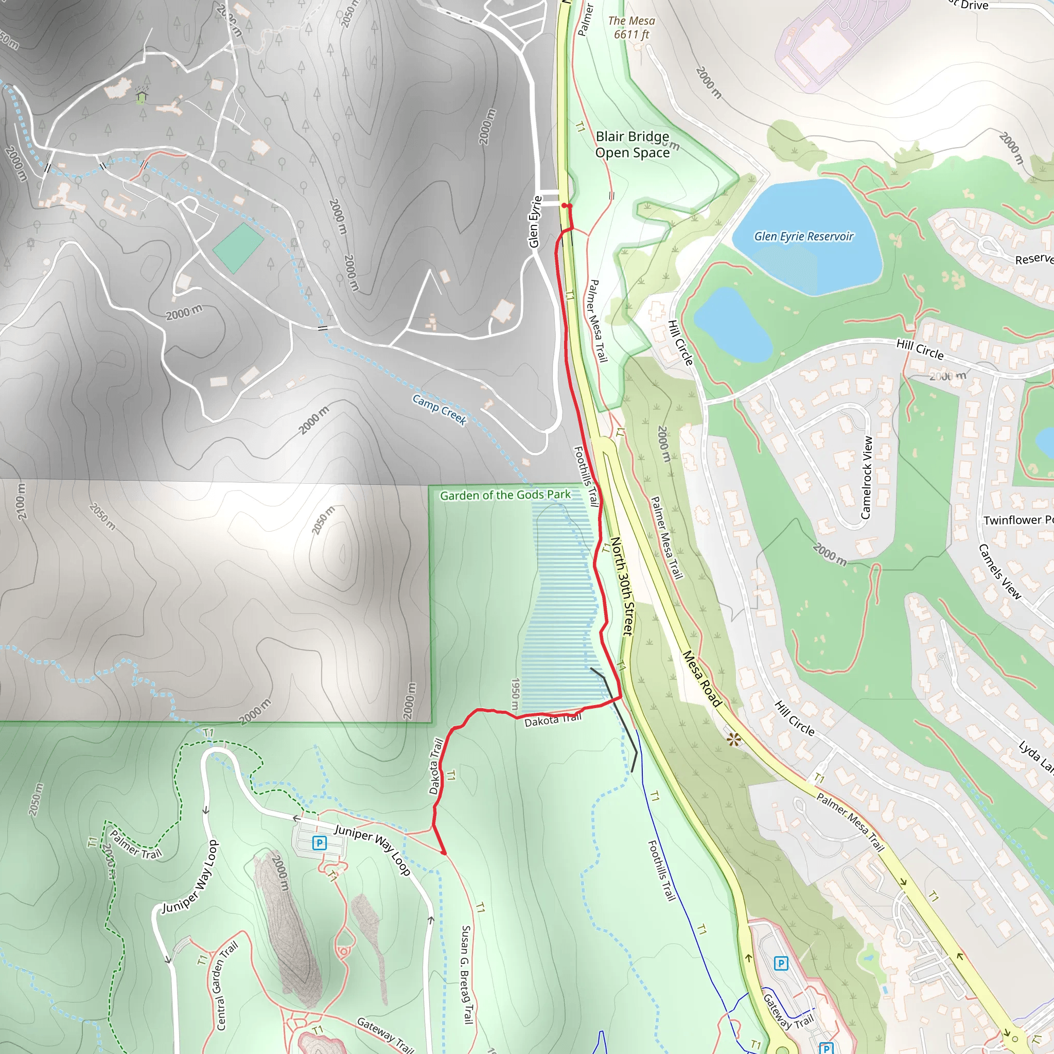 Foothills and Dakota Trail mobile static map