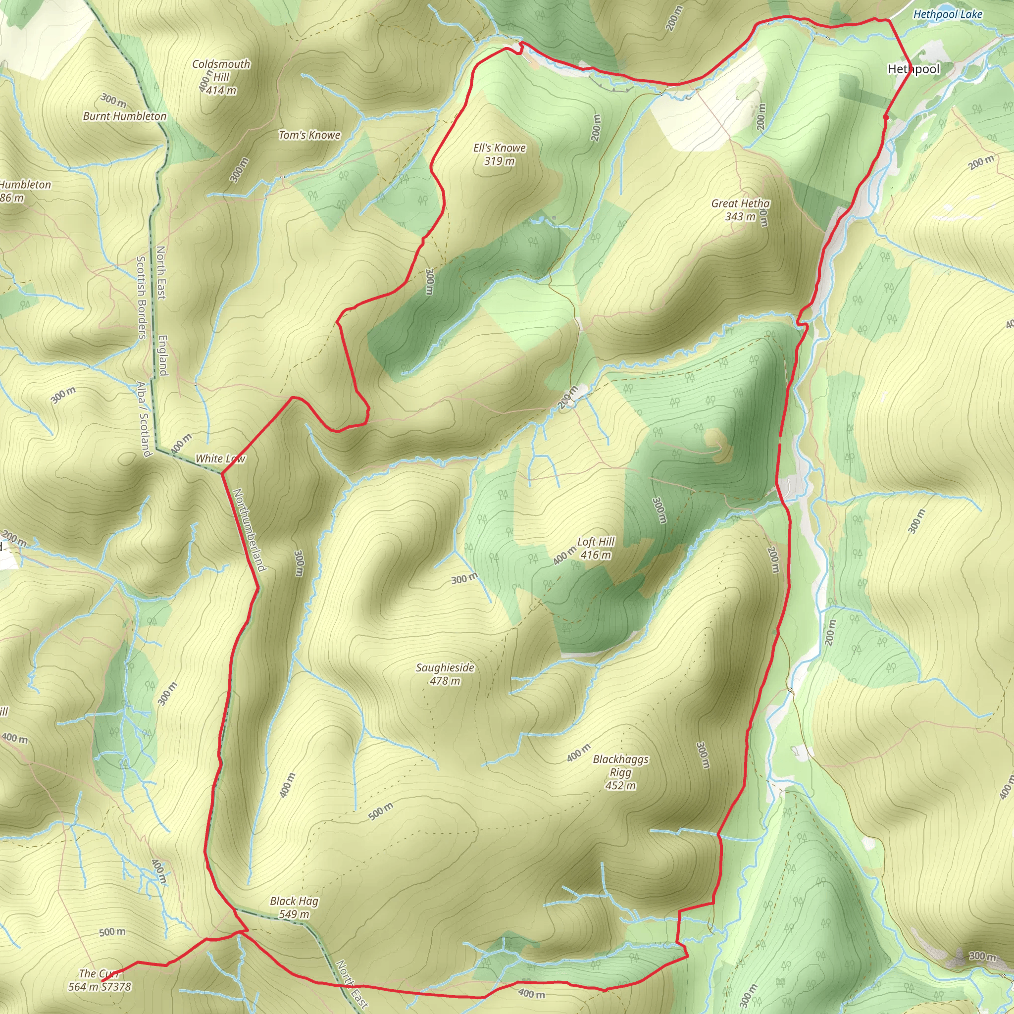 Hethpool to the Curr Walk mobile static map