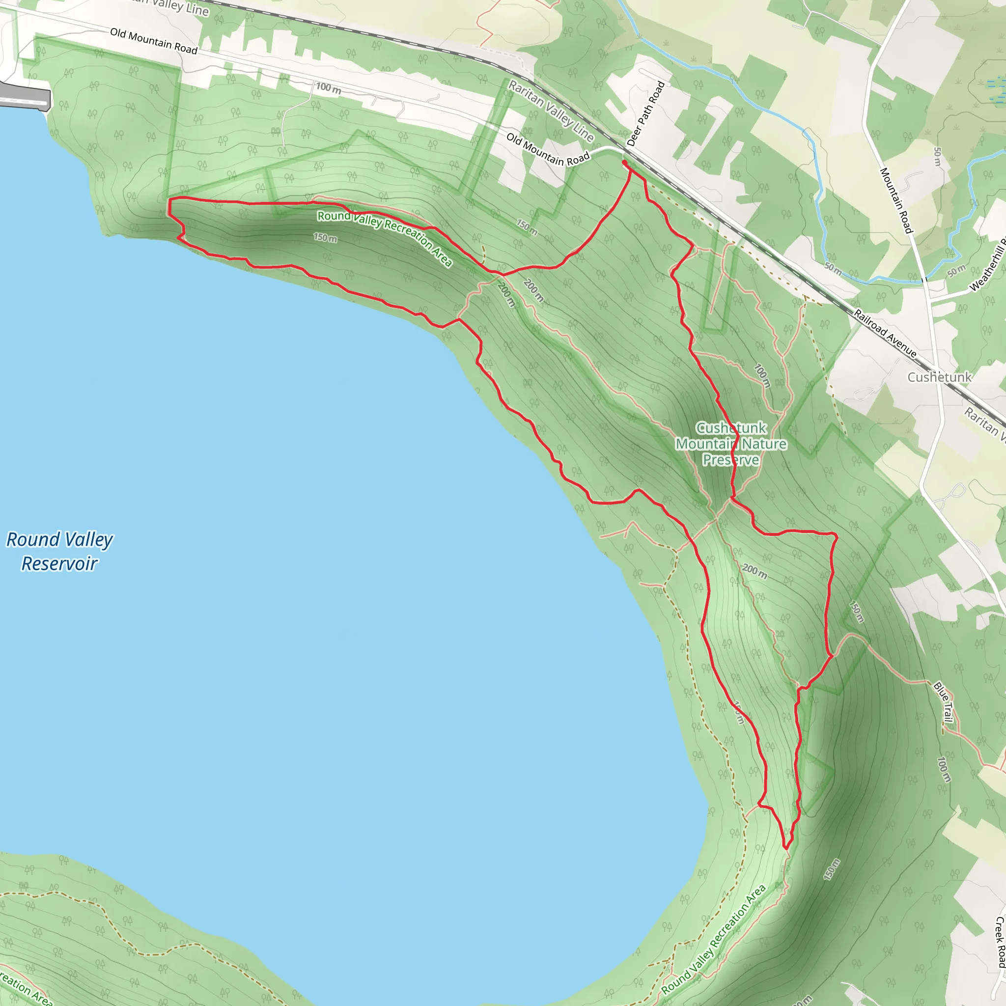 Cushetunk Red Trail and White Trail Loop mobile static map