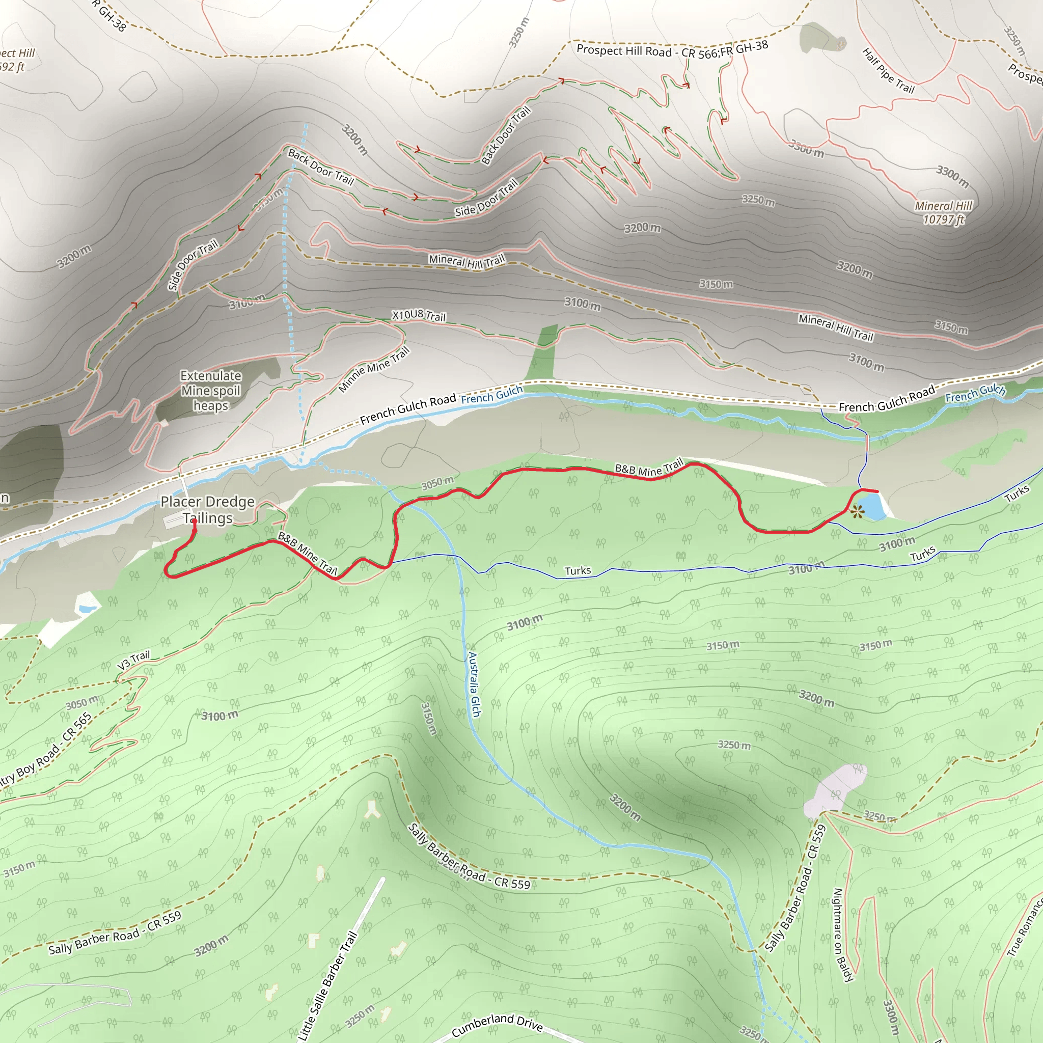 B and B Mine Trail mobile static map