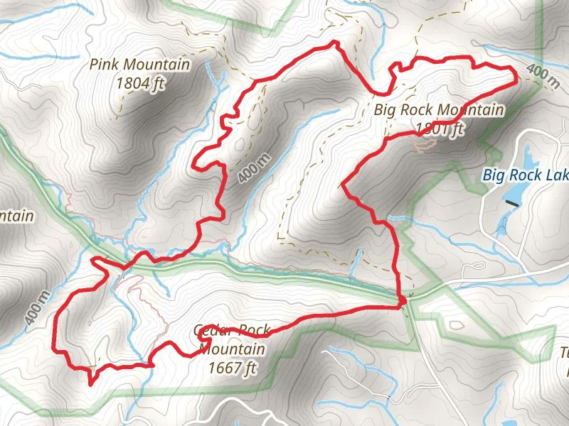 Cedar Rock and Big Rock Mountain Loop Trail mobile static map