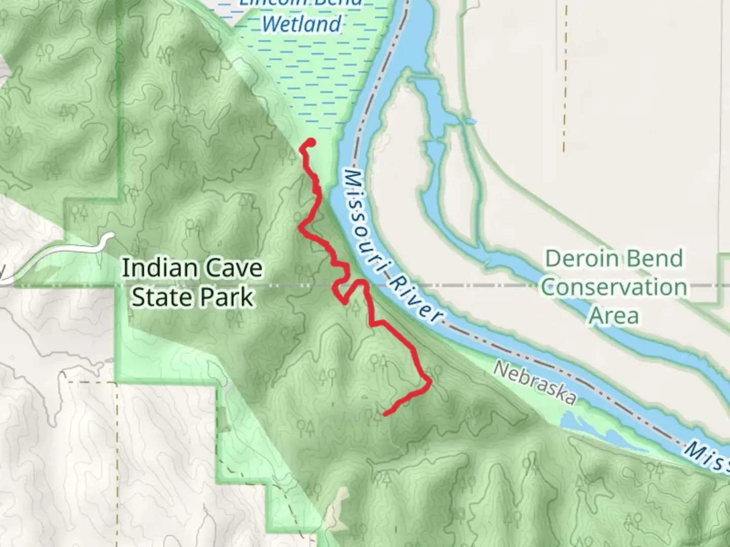 An image depicting the trail The Adriondacks Campground and Missouri River and its surrounding area.
