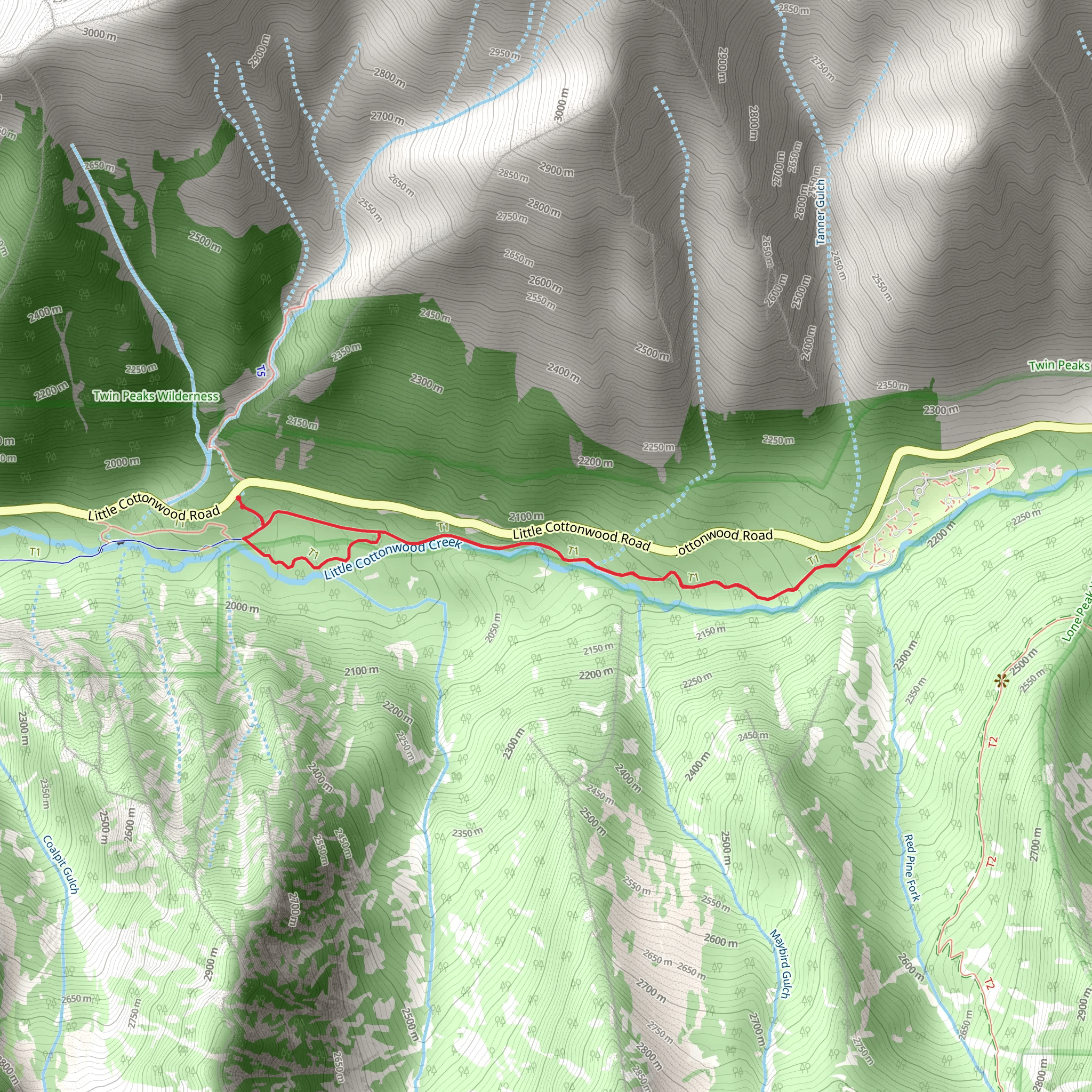 LCC Winter Trail and Little Cottonwood Creek mobile static map