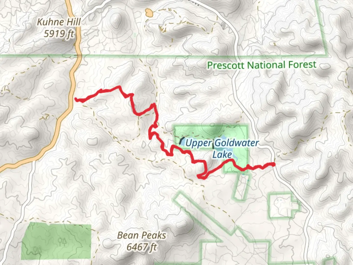 An image depicting the trail Prescott Circle Trail - Senator Highway and its surrounding area.