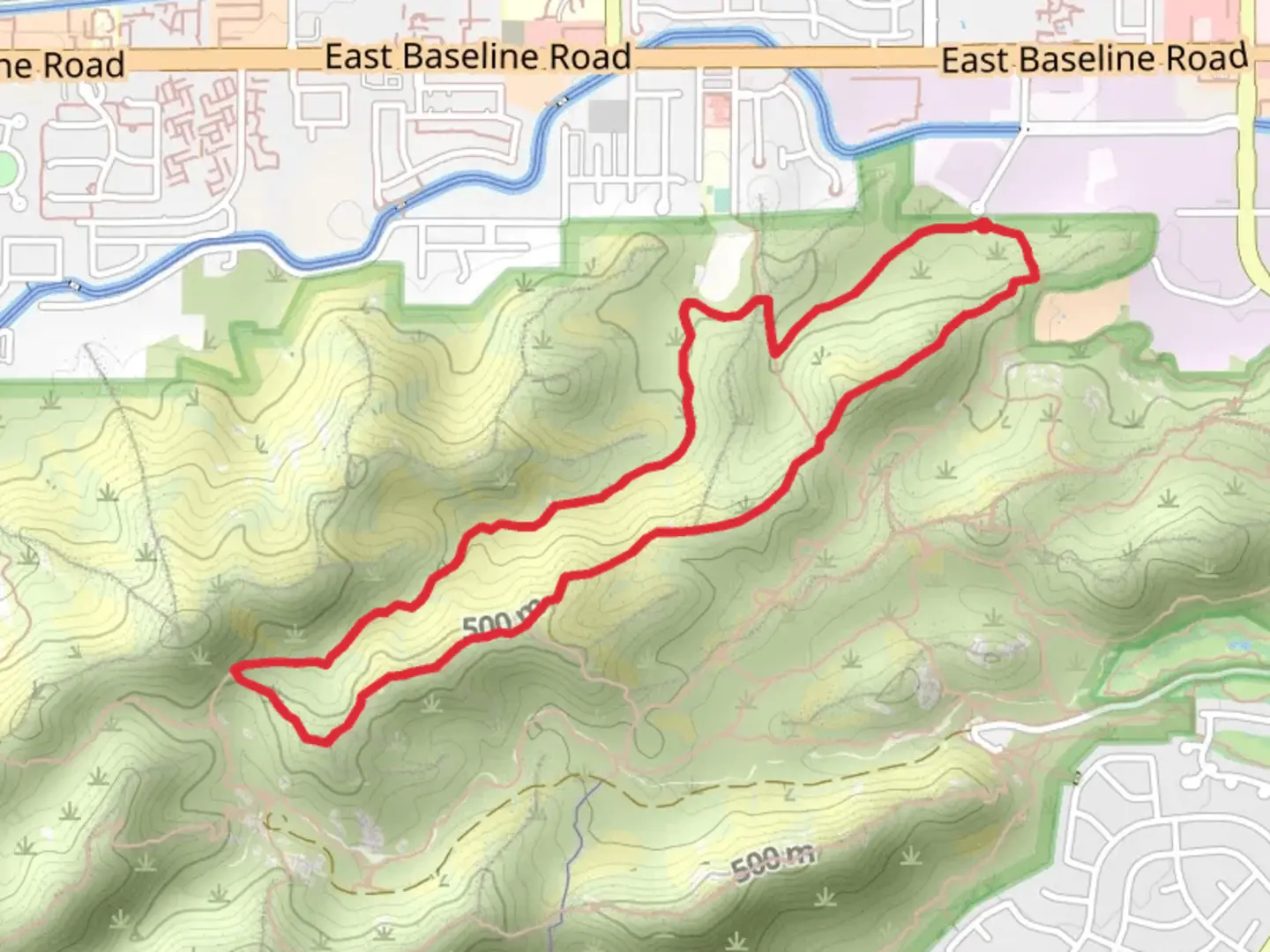 An image depicting the trail Javelina Canyon and Ridgeline Loop Trail and its surrounding area.