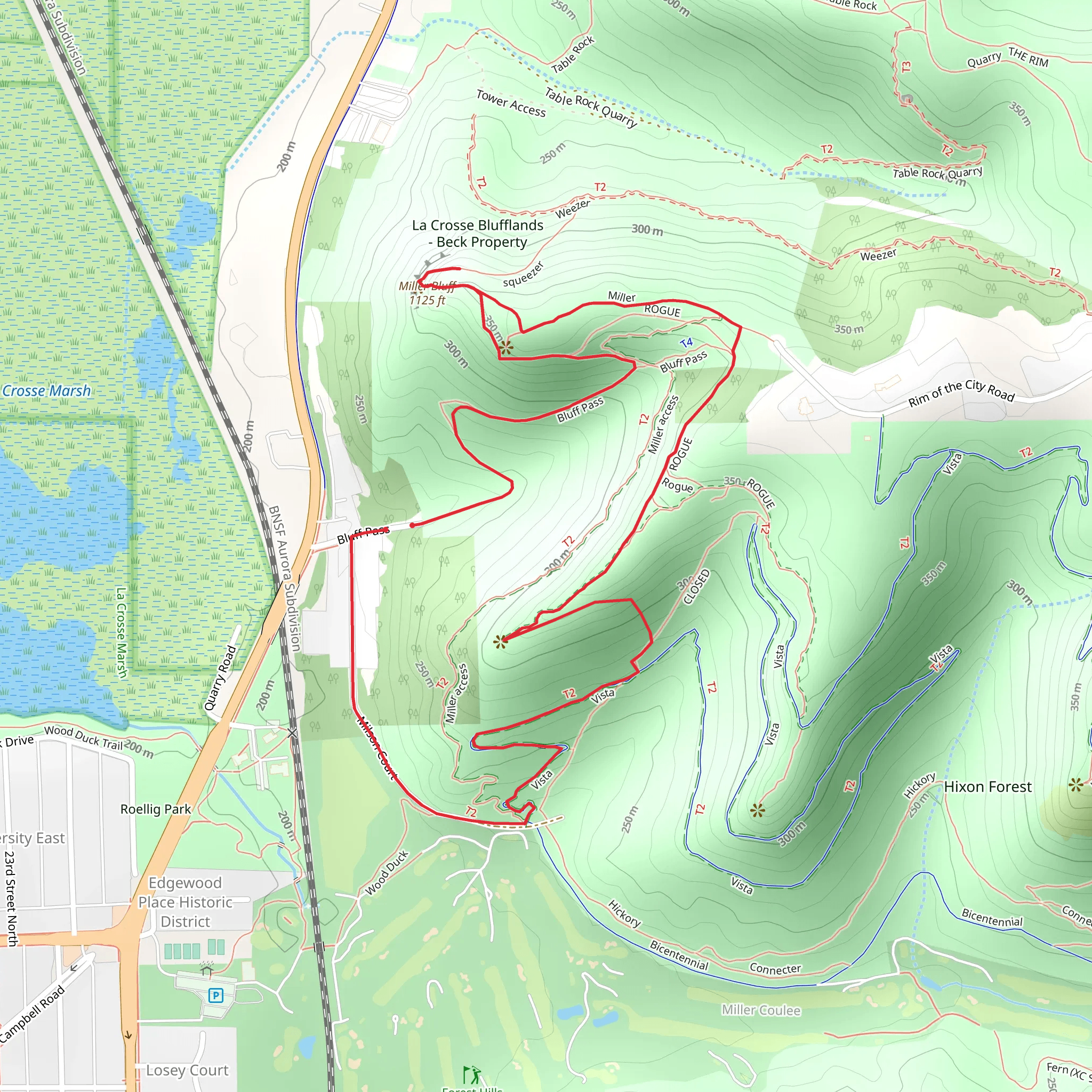 Bluff Pass, Rogue and Vista Loop mobile static map