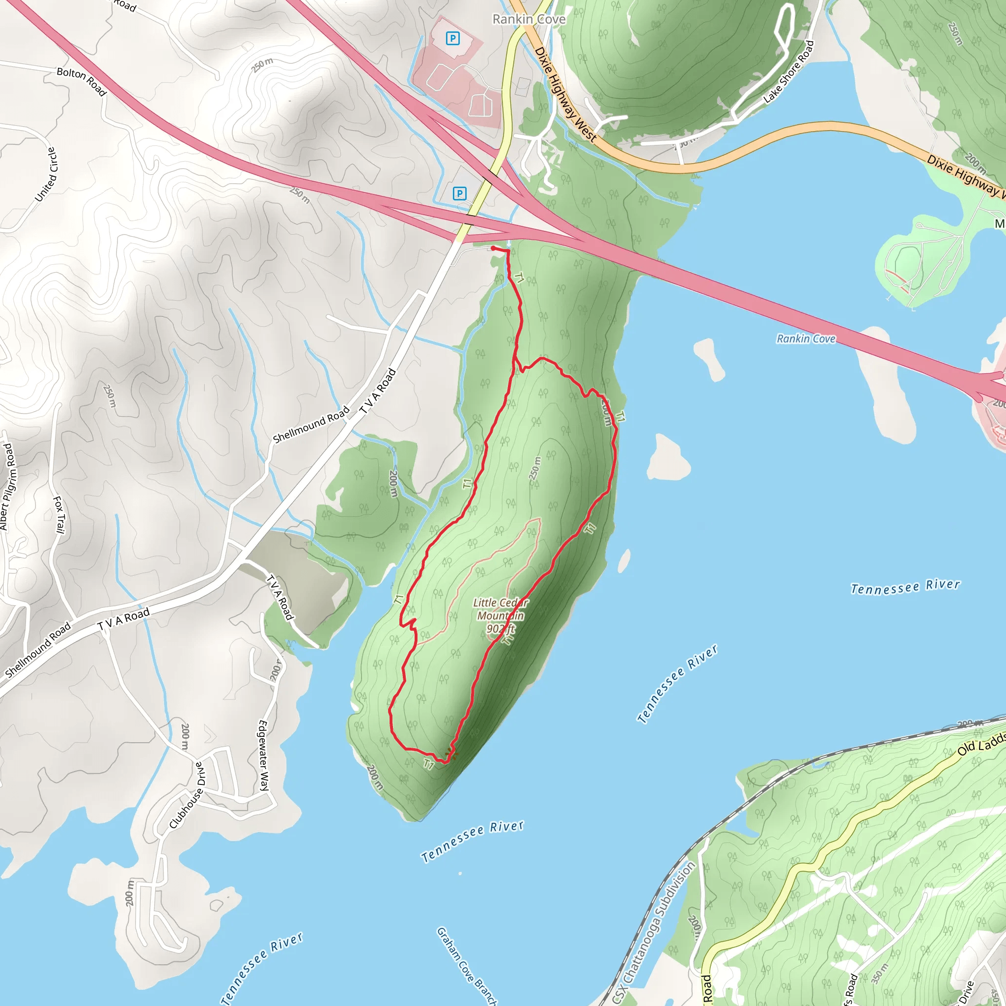 Little Cedar Mountain Loop Trail mobile static map