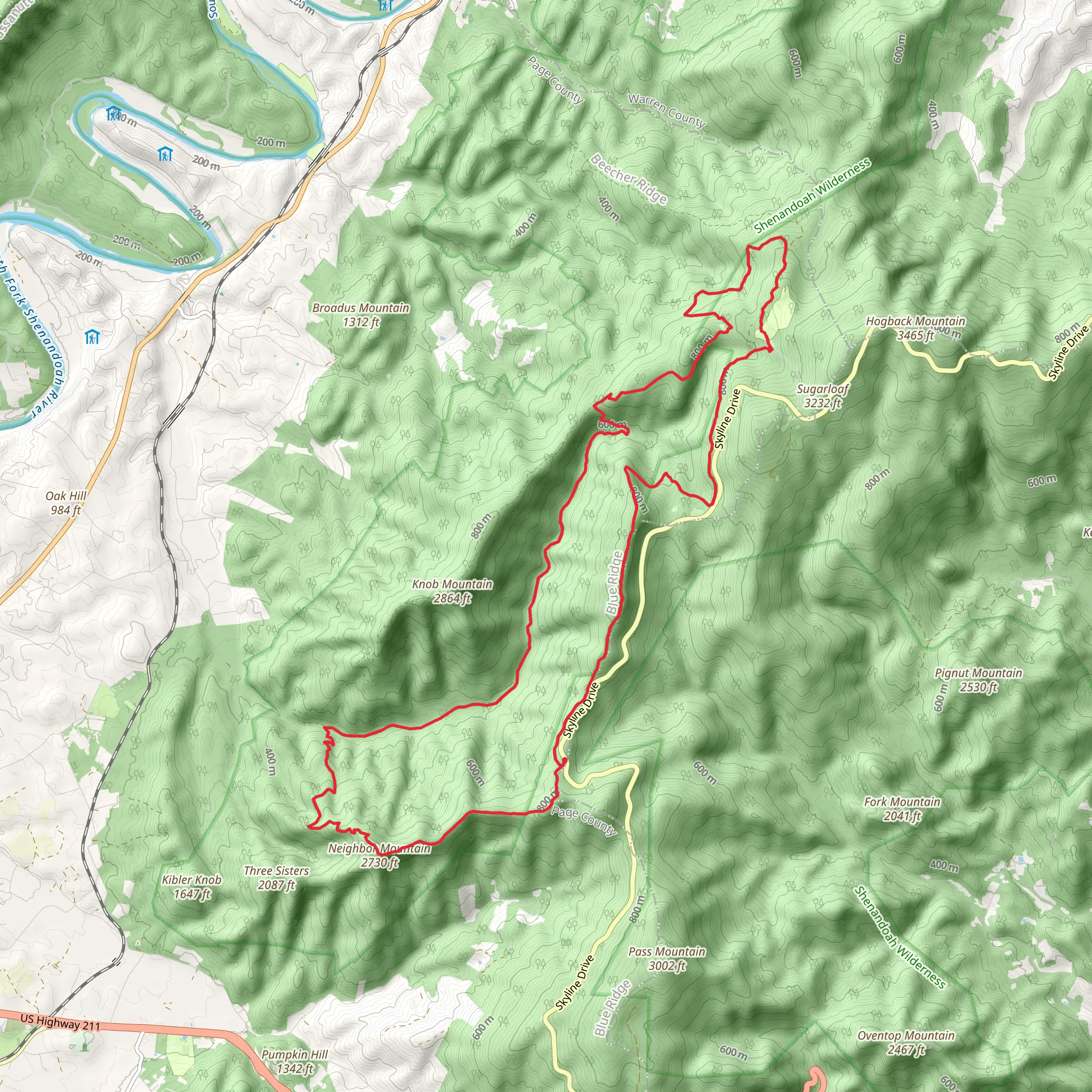 Appalachian, Traces and Jermys Run Loop Trail mobile static map