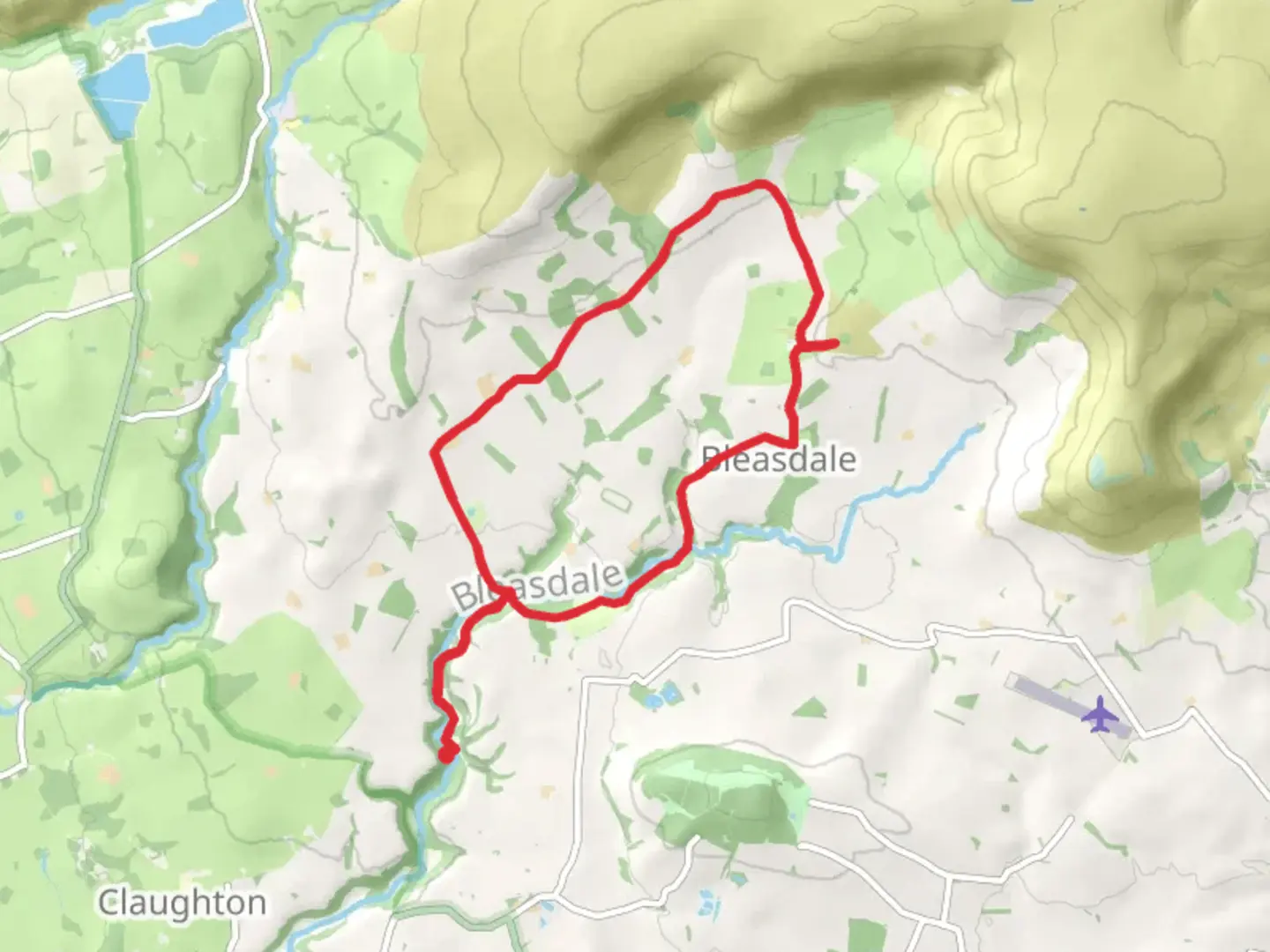 An image depicting the trail Brook Mill to Bleasdale Loop via Bleasdale Timber Circle and its surrounding area.