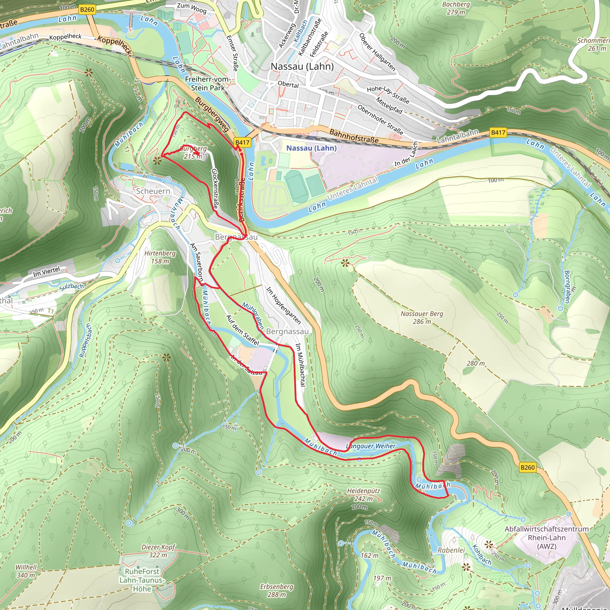 Burgberg, Langauer Weiher and Muhlbach Loop via In Der Salzau mobile static map