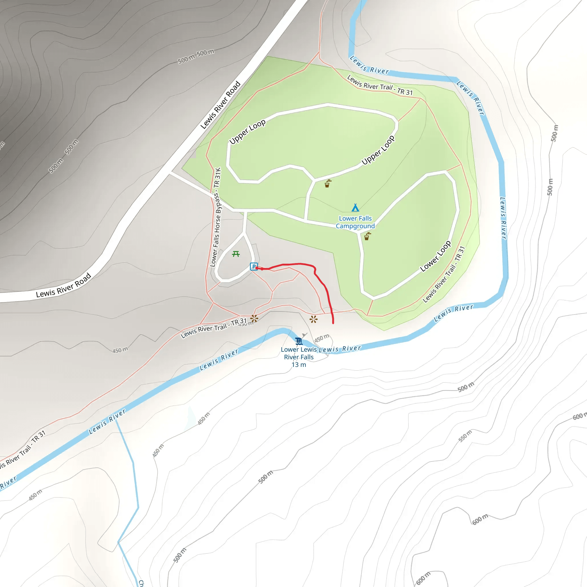 Lower Falls Viewpoint Trail mobile static map