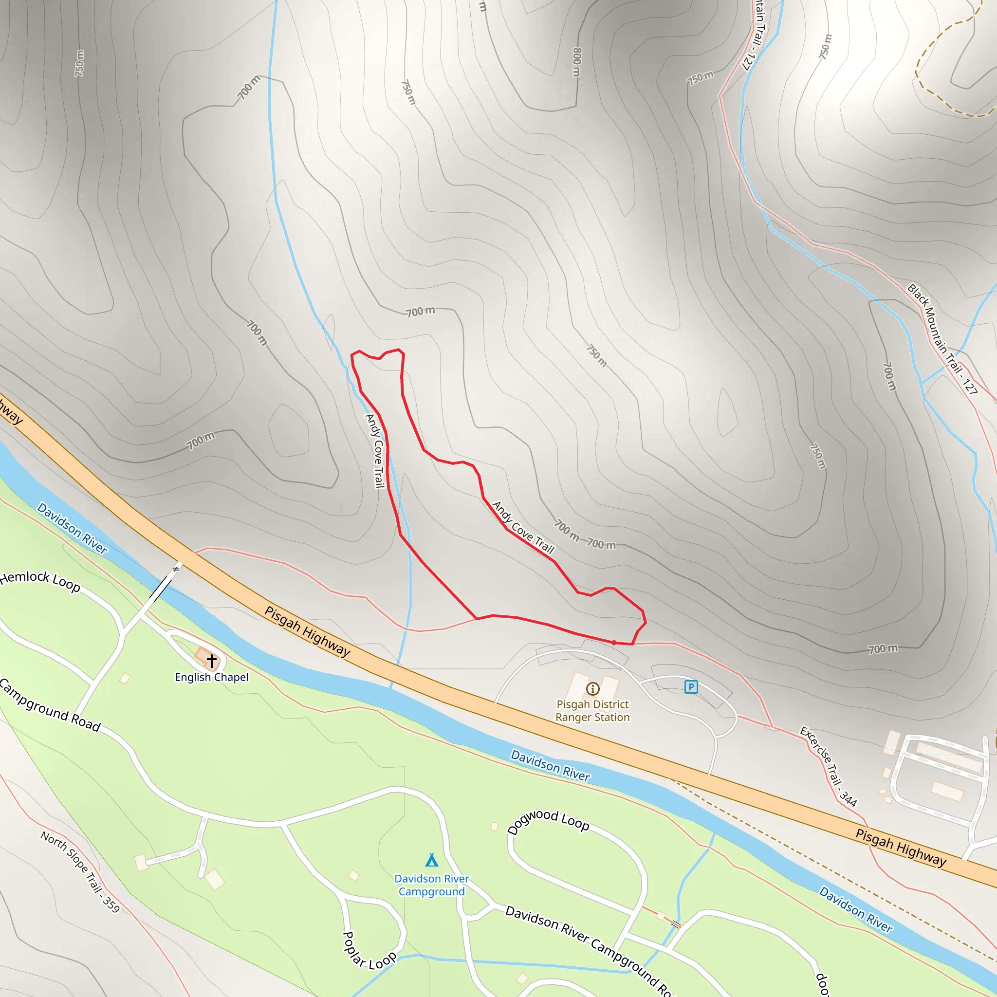 Davidson River Campground Road Loop mobile static map