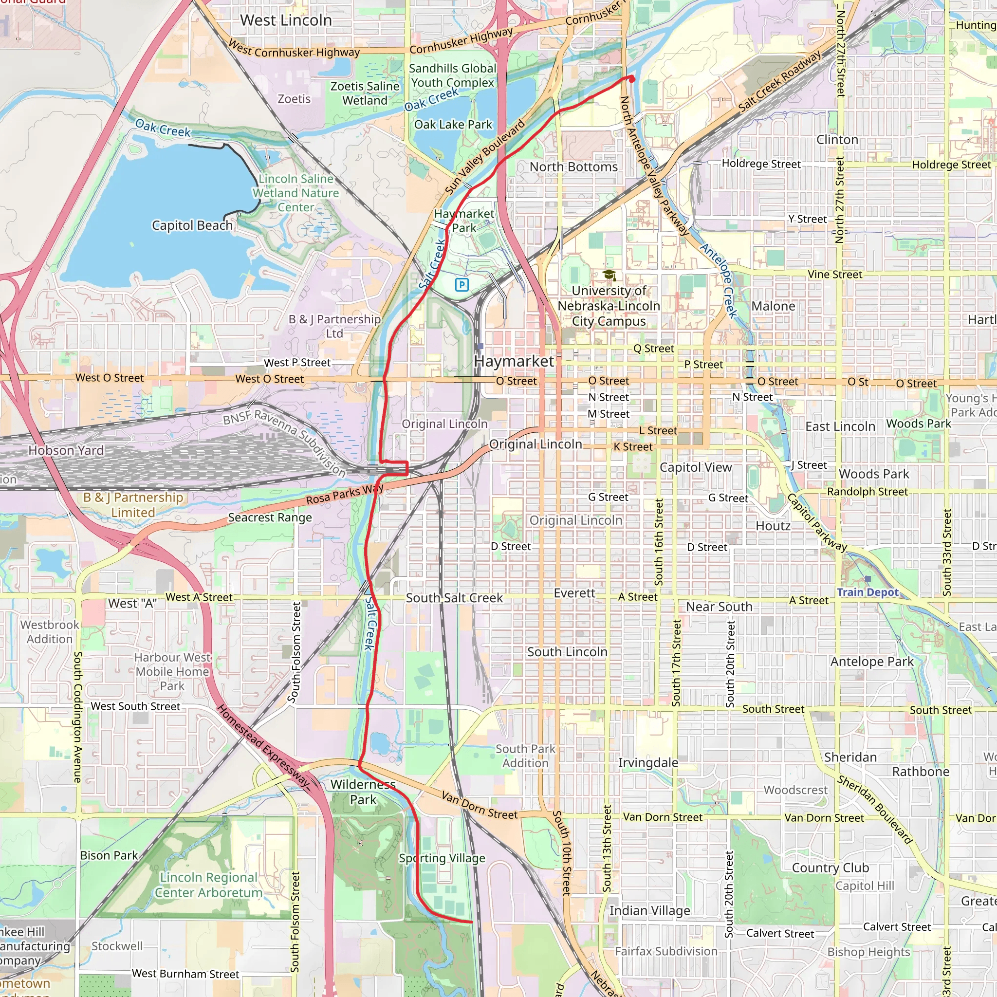 Salt Creek Levee Trail mobile static map